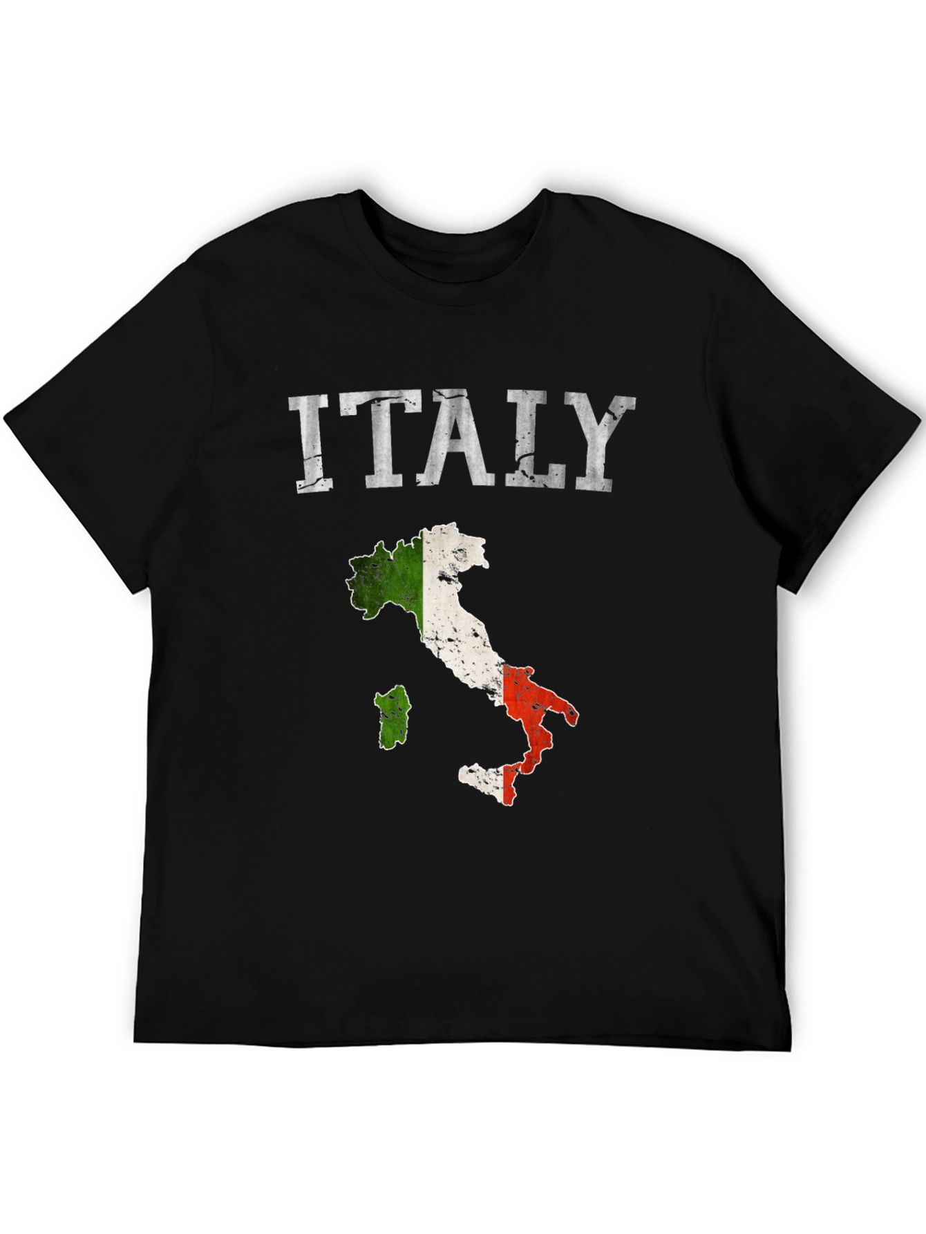 Italy Map Flag Graphic Tee - Black