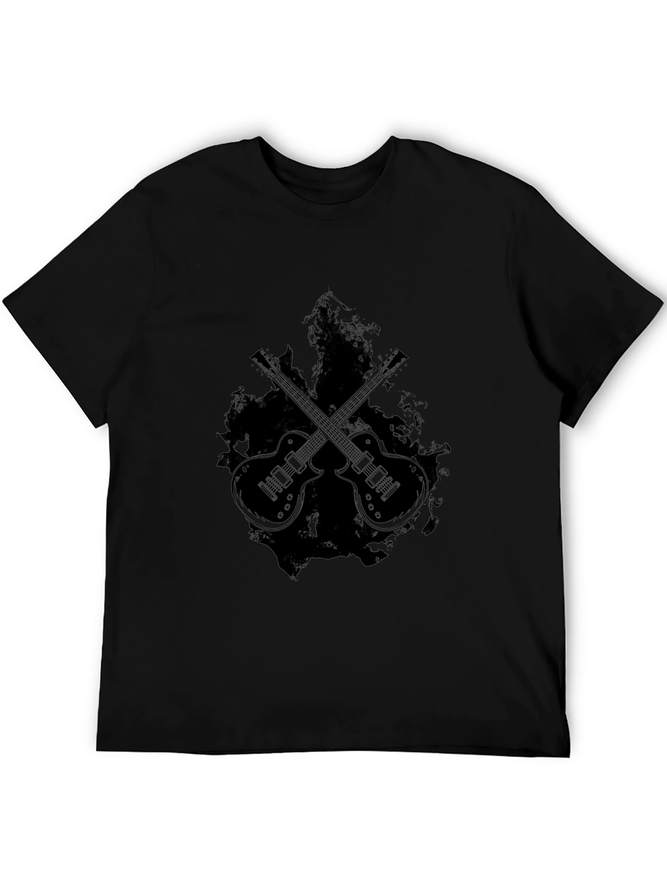 Black Guitar Graphic Tee - Rocker Style