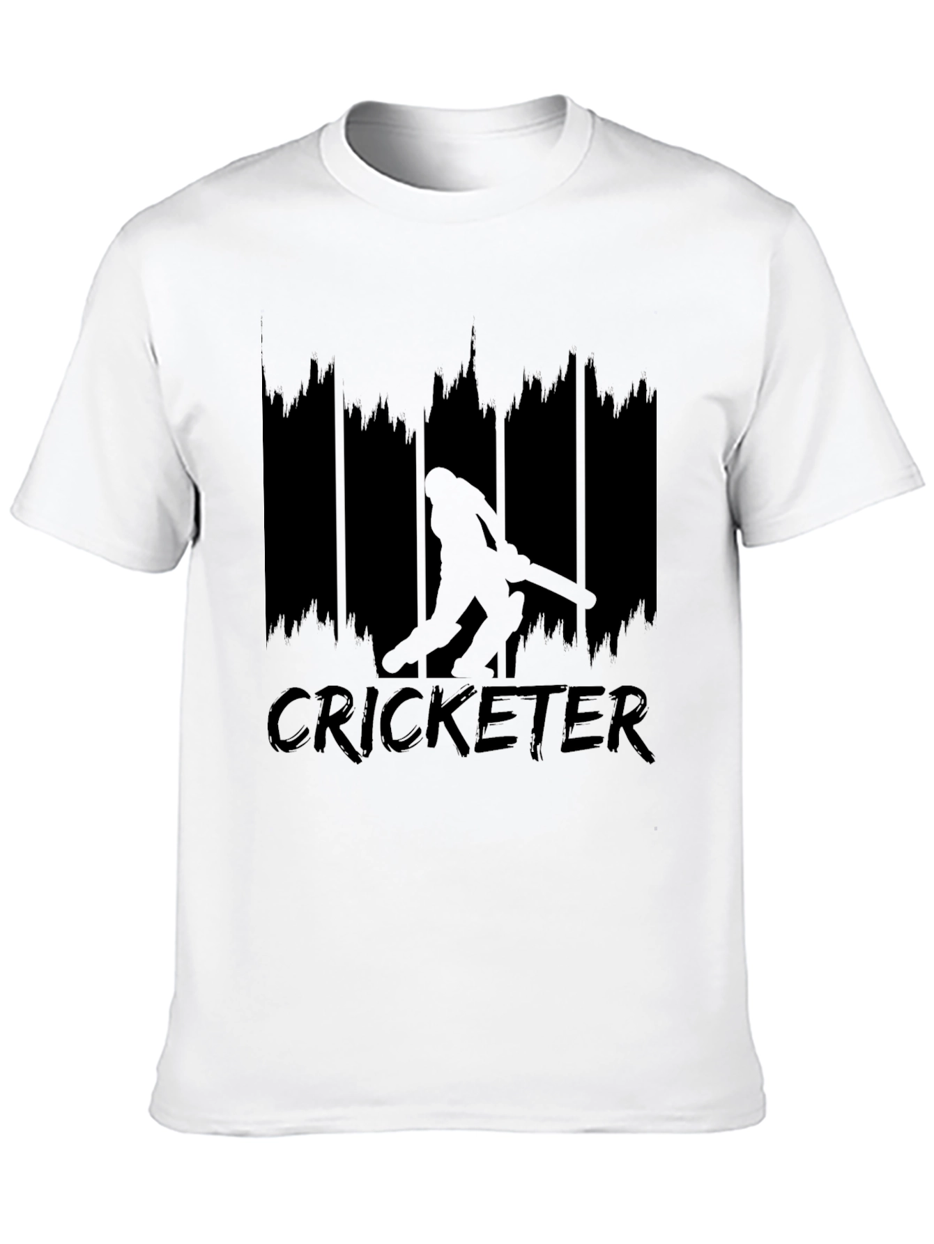 Black Cricket Player Silhouette Graphic Tee