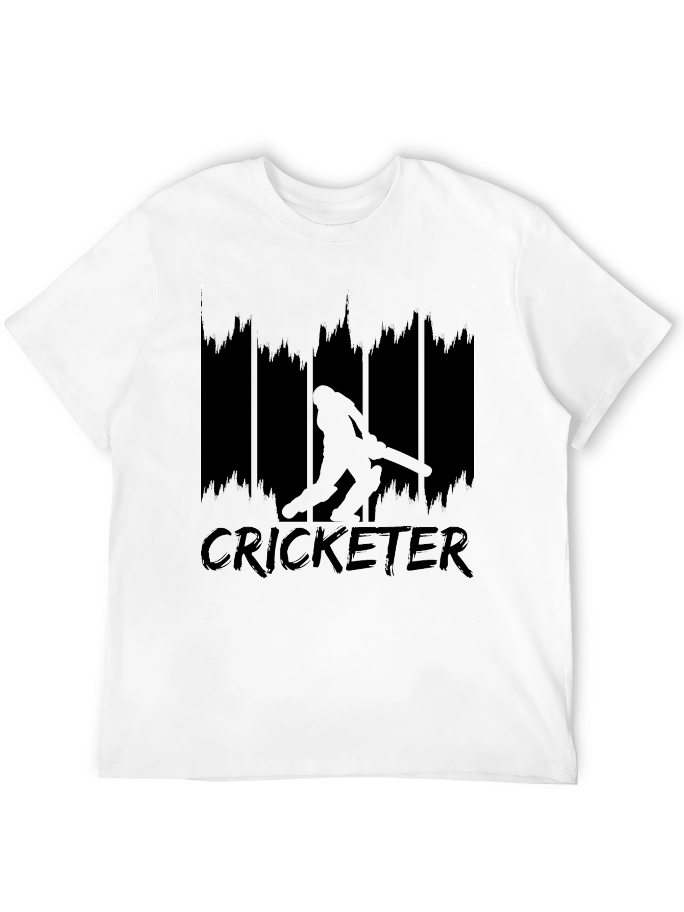 Black Cricket Player Silhouette Graphic Tee