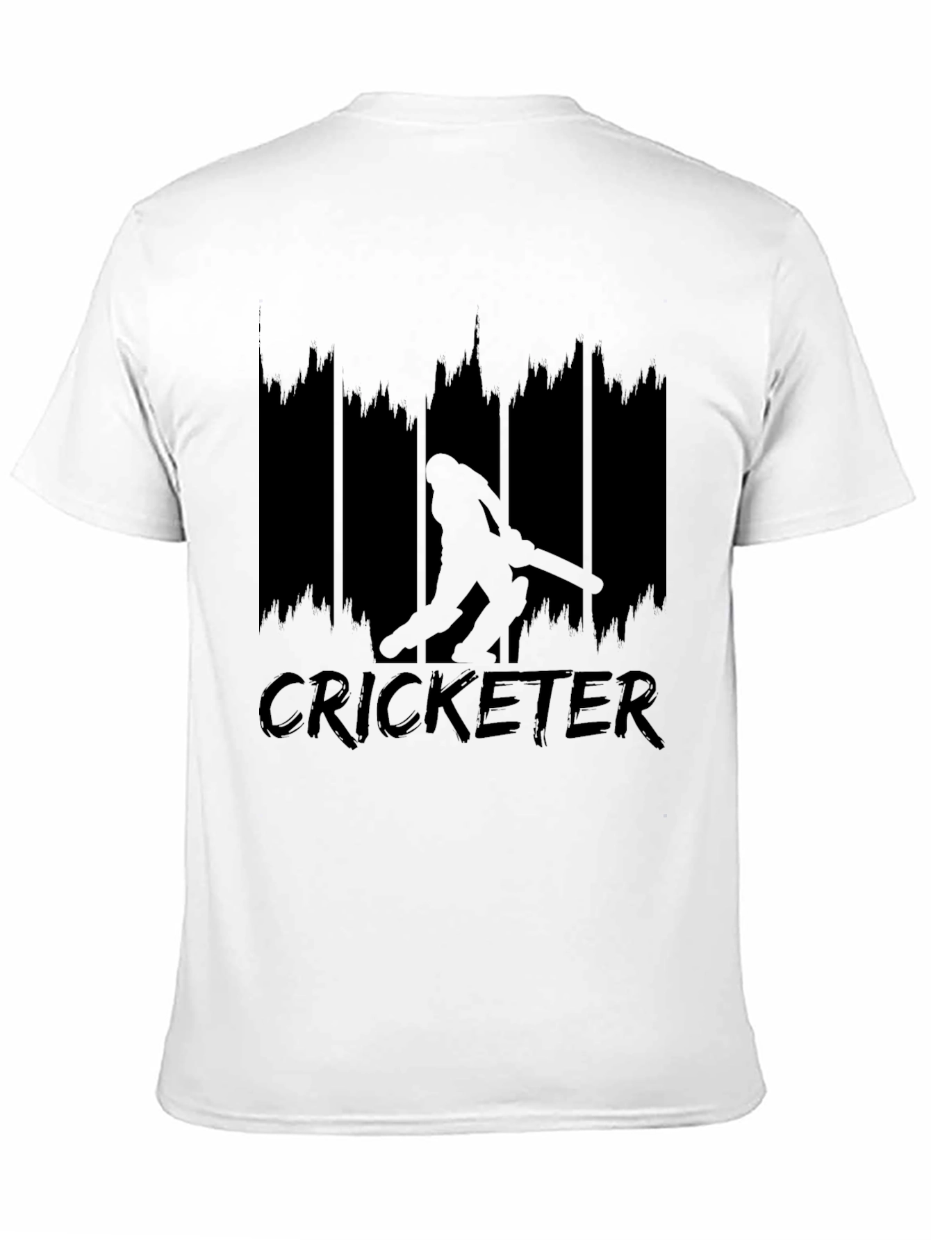 Black Cricket Player Silhouette Graphic Tee