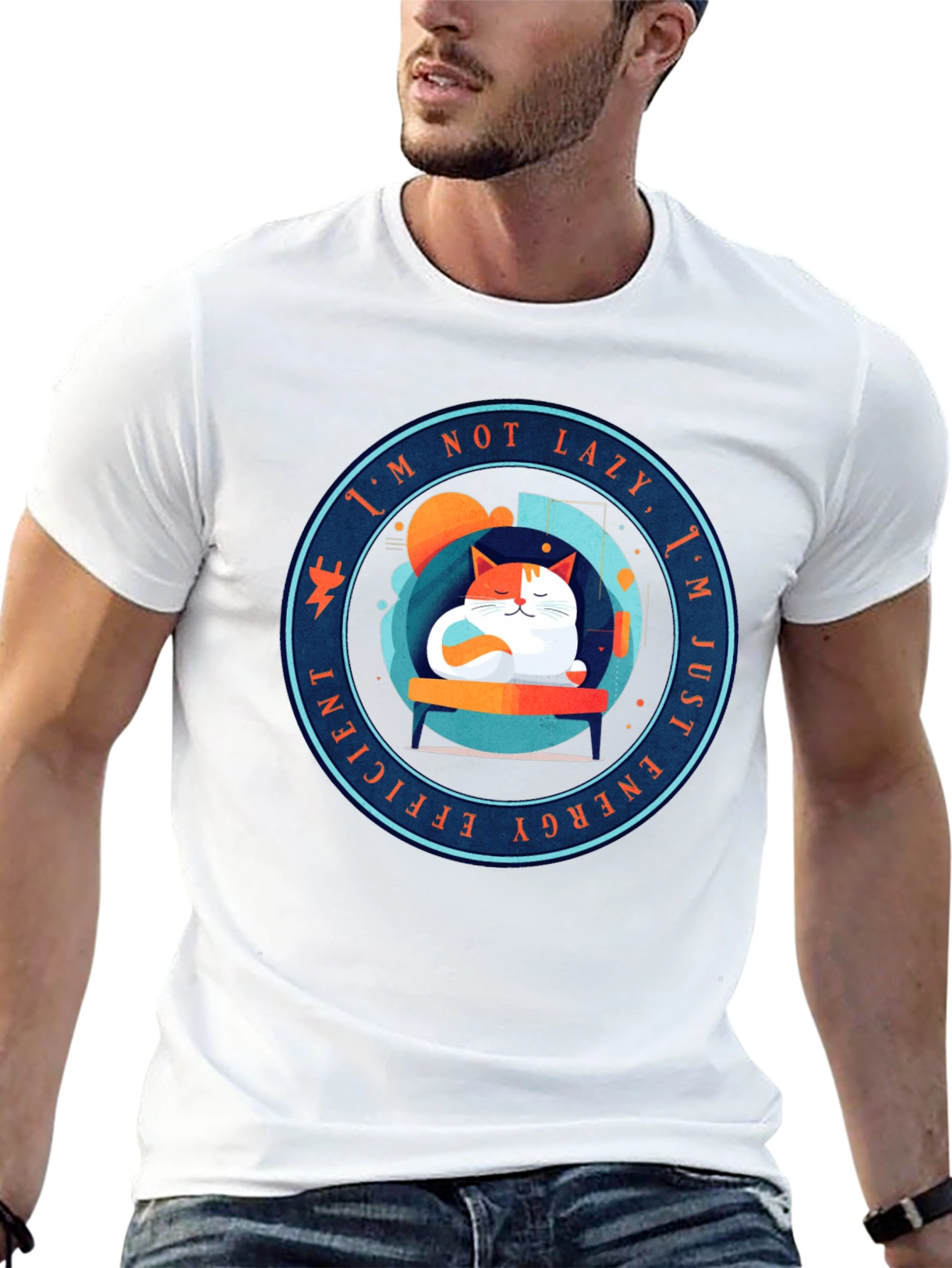 Energy Efficient Lazy Cat Graphic T-Shirt