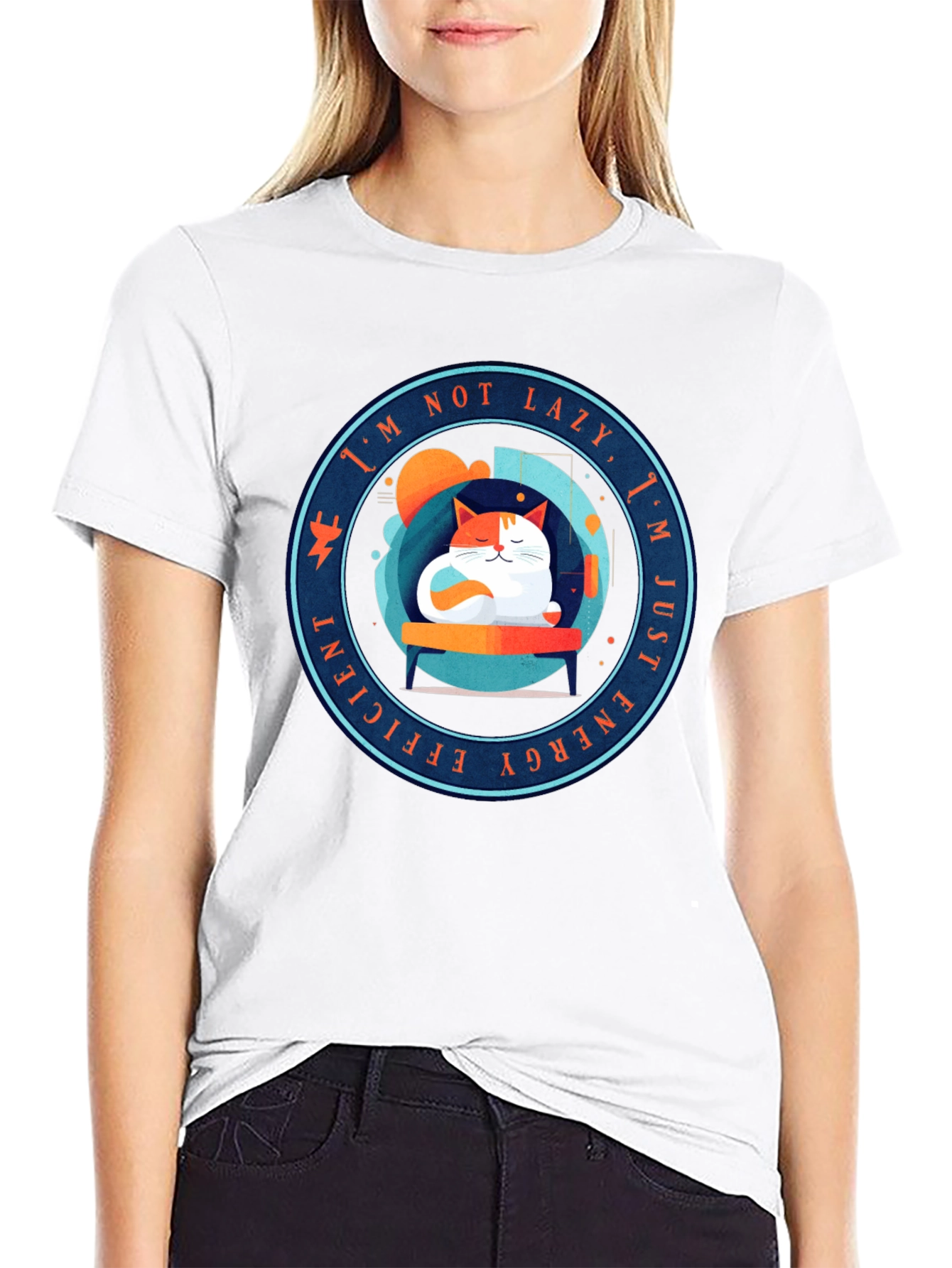 Energy Efficient Lazy Cat Graphic T-Shirt