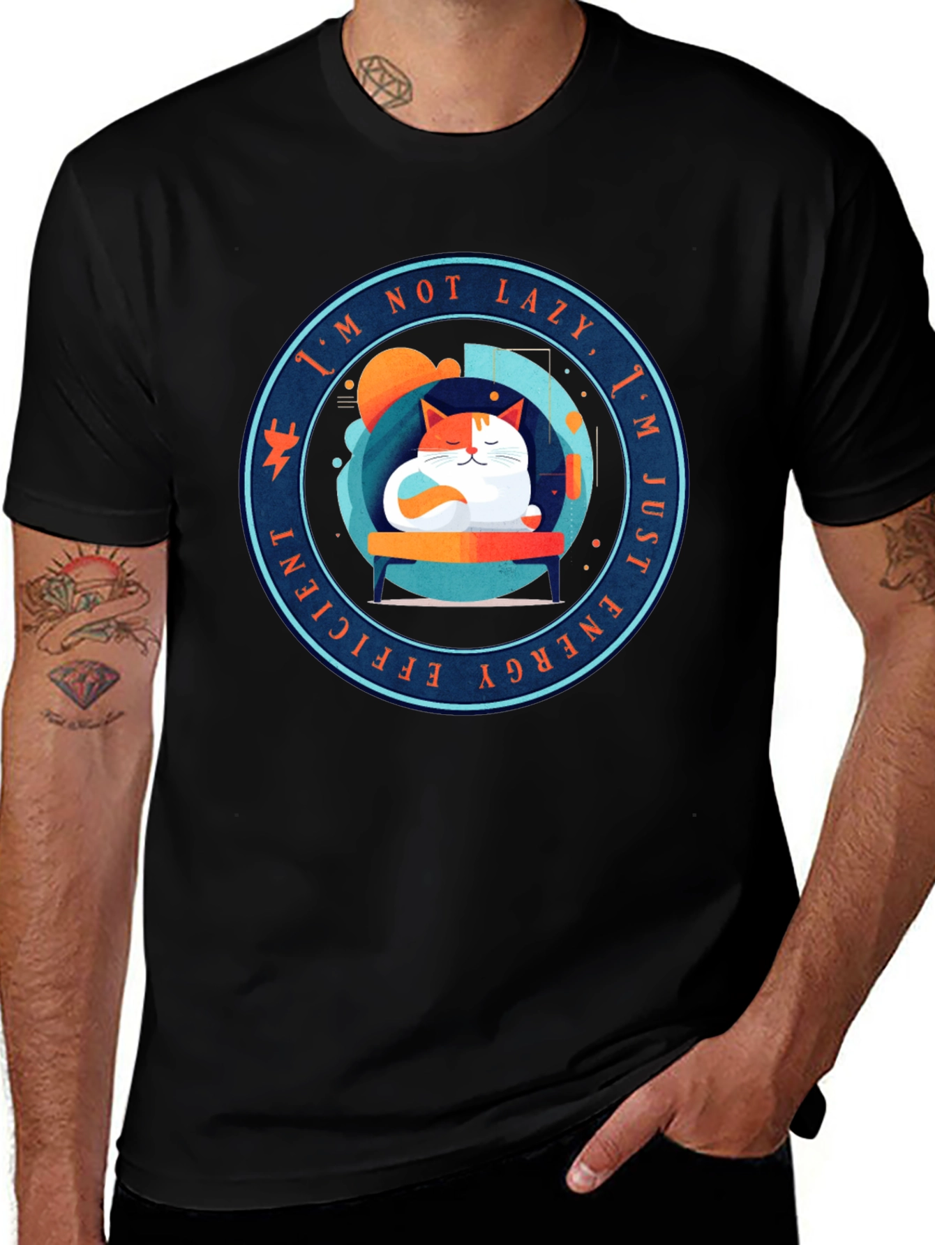 Energy Efficient Lazy Cat Graphic T-Shirt