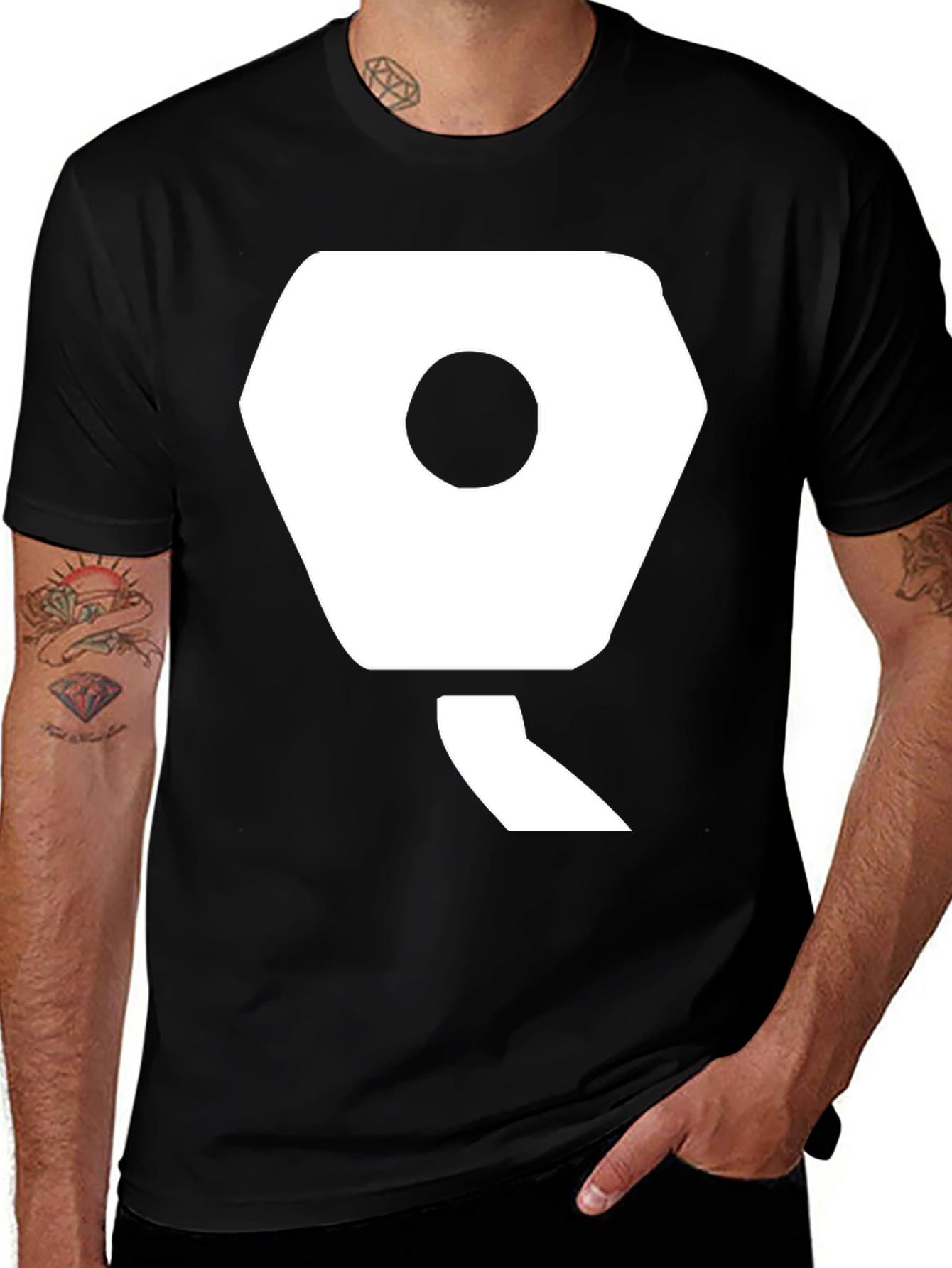 Modern Hexagon Graphic Tee - Unisex Black Shirt