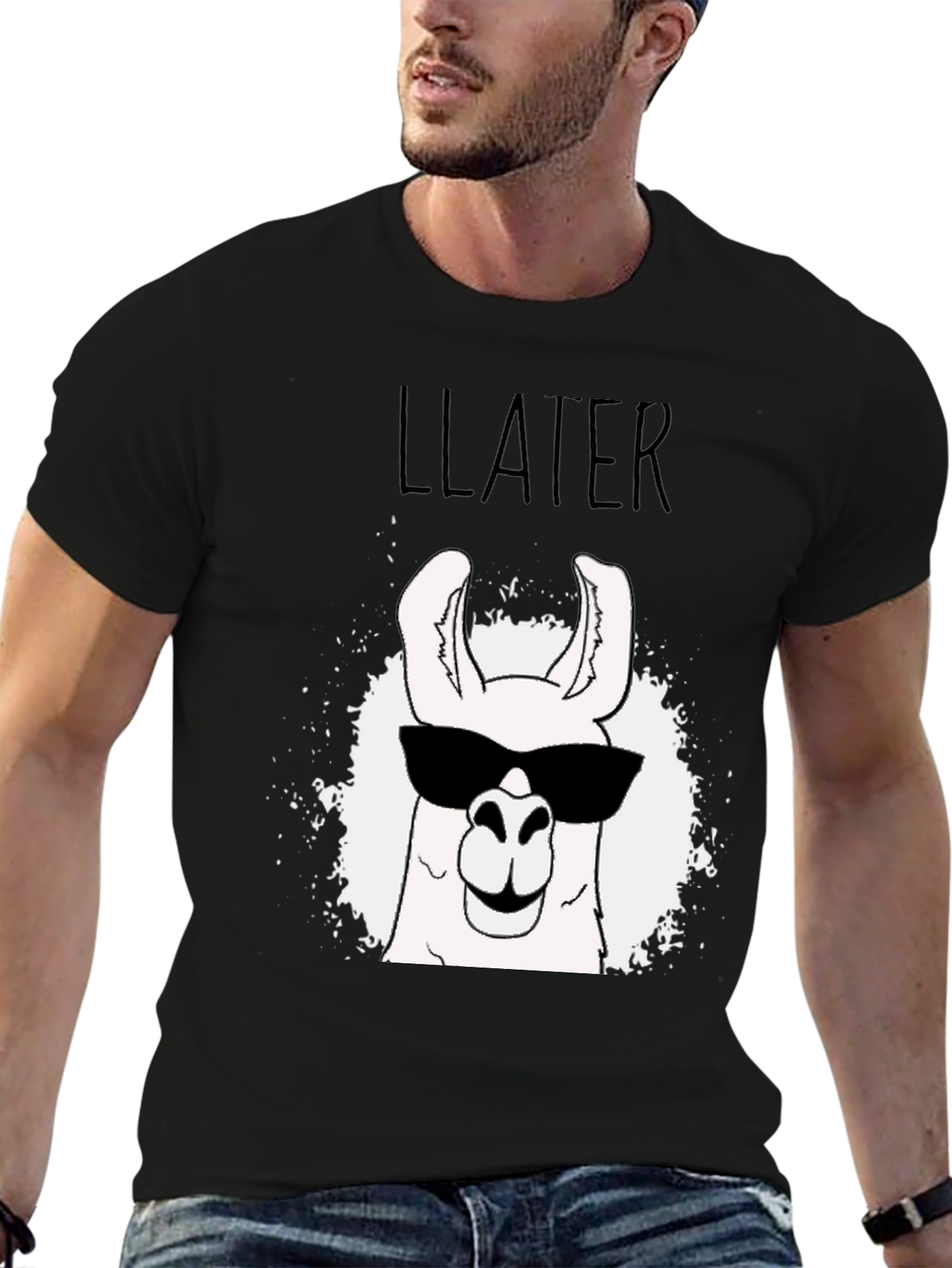 Cool Llama T-Shirt - Black Graphic Tee