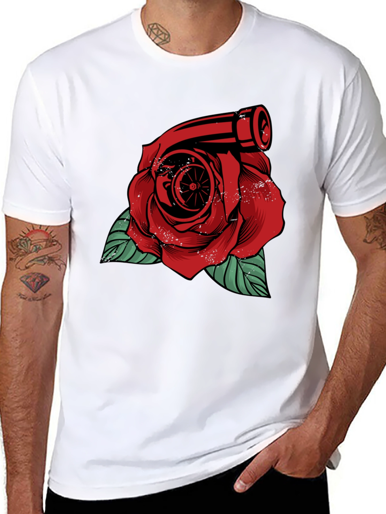 Turbo Rose Graphic Tee - Automotive Enthusiast