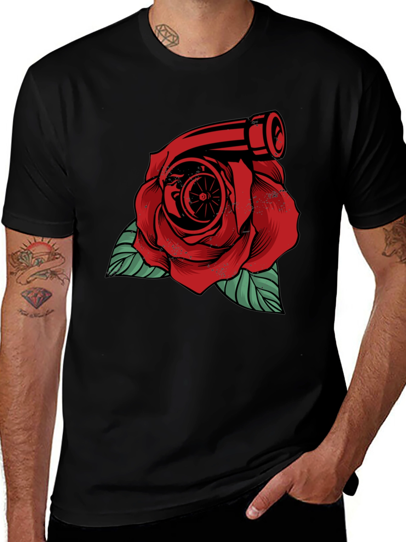 Turbo Rose Graphic Tee - Automotive Enthusiast