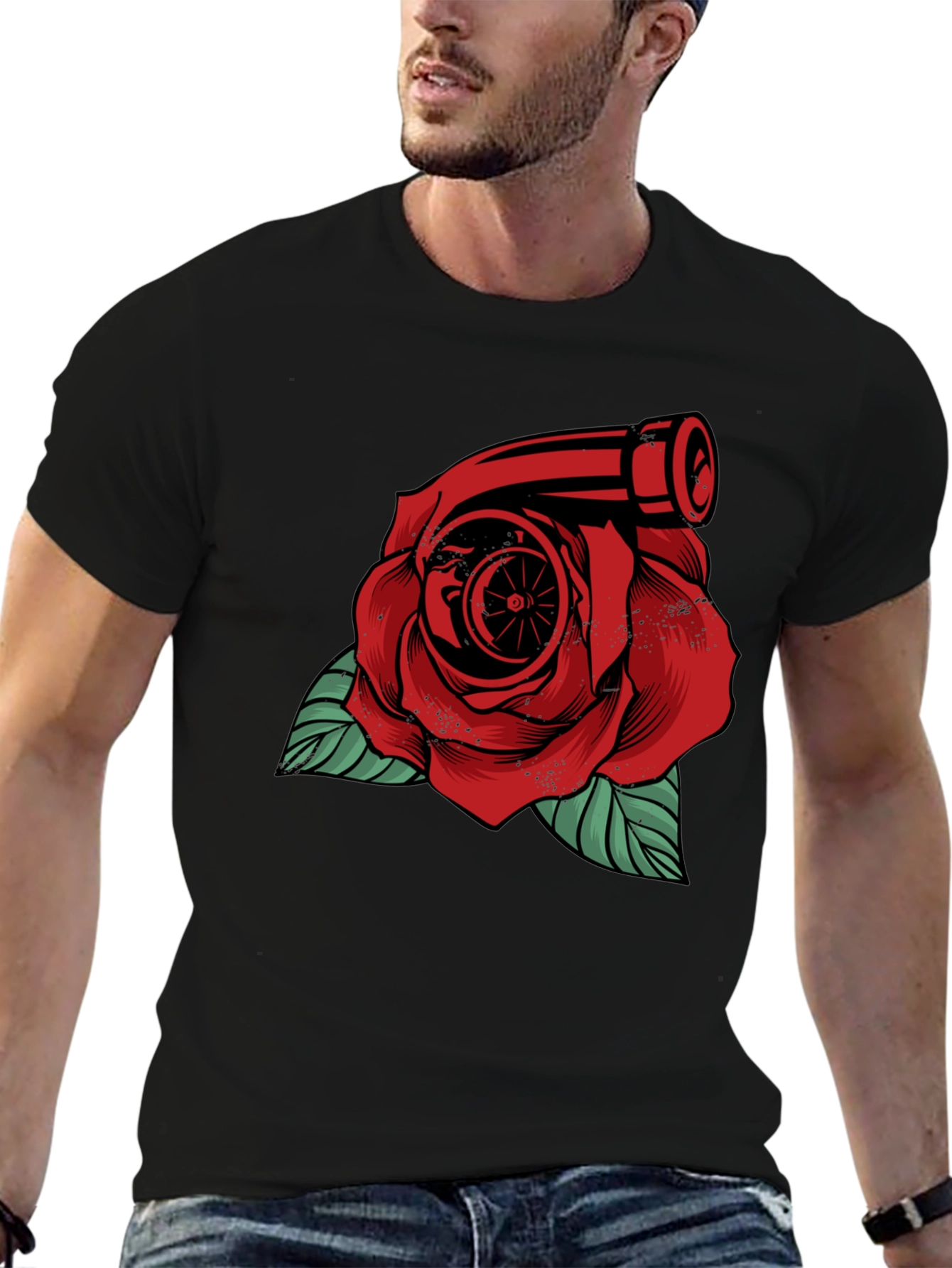 Turbo Rose Graphic Tee - Automotive Enthusiast