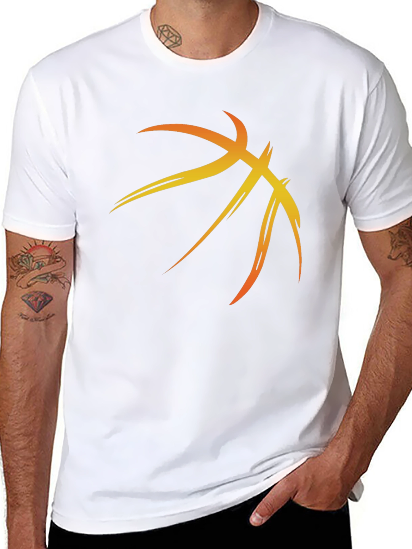 Basketball Graphic Tee - Black Cotton Blend Shirt