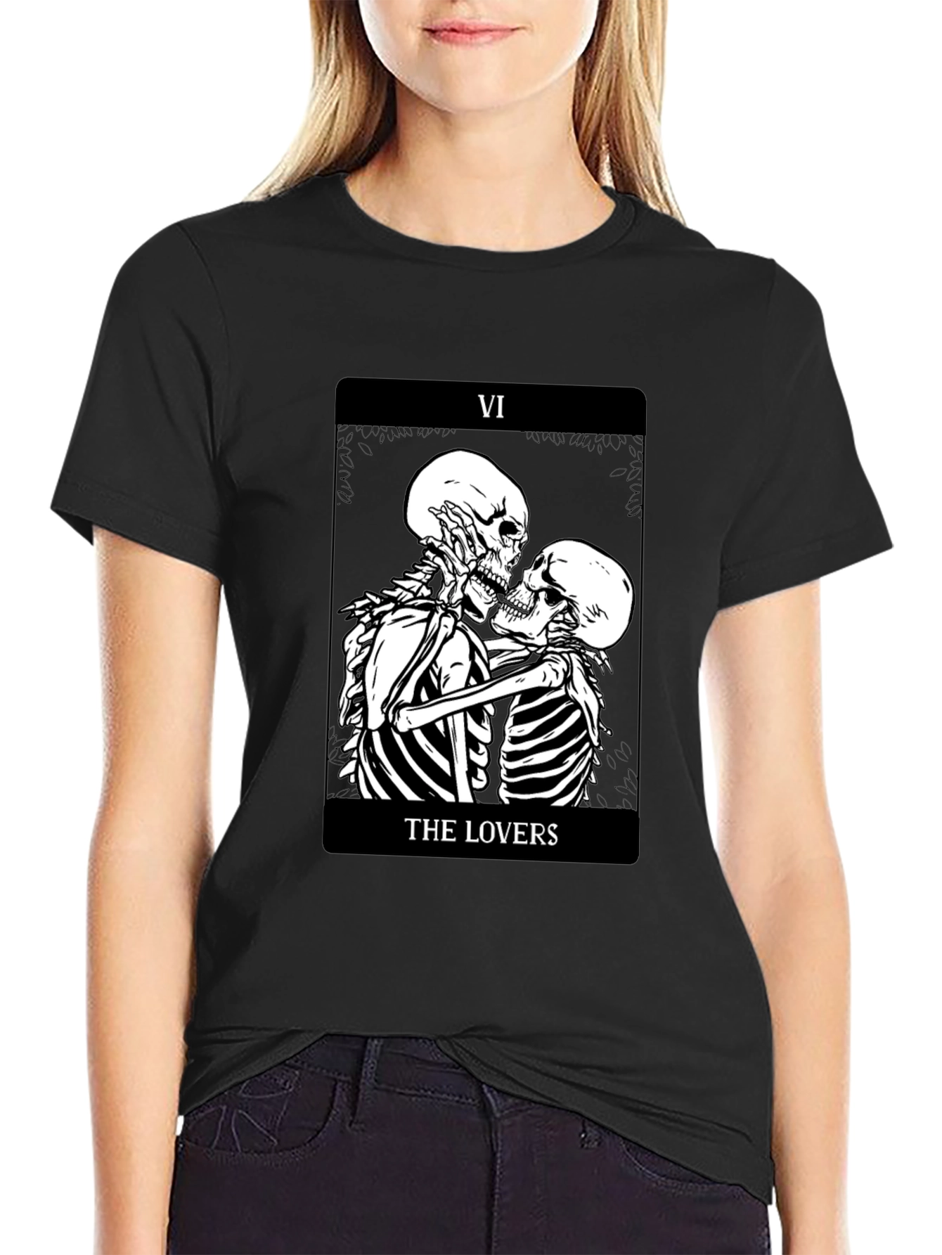 The Lovers Skeleton Tarot Card Graphic Tee