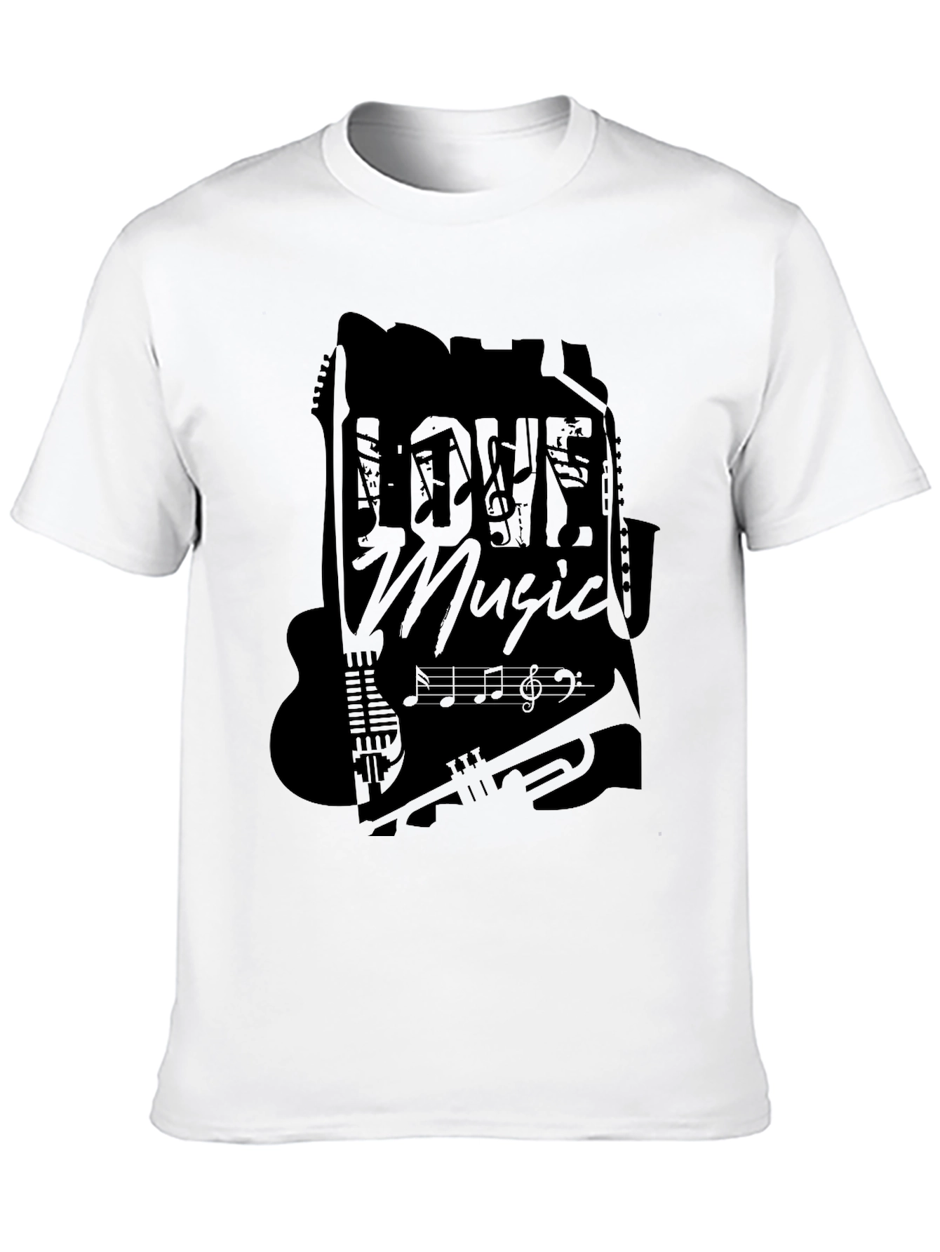 Love Music Graphic T-Shirt - Black Casual Tee