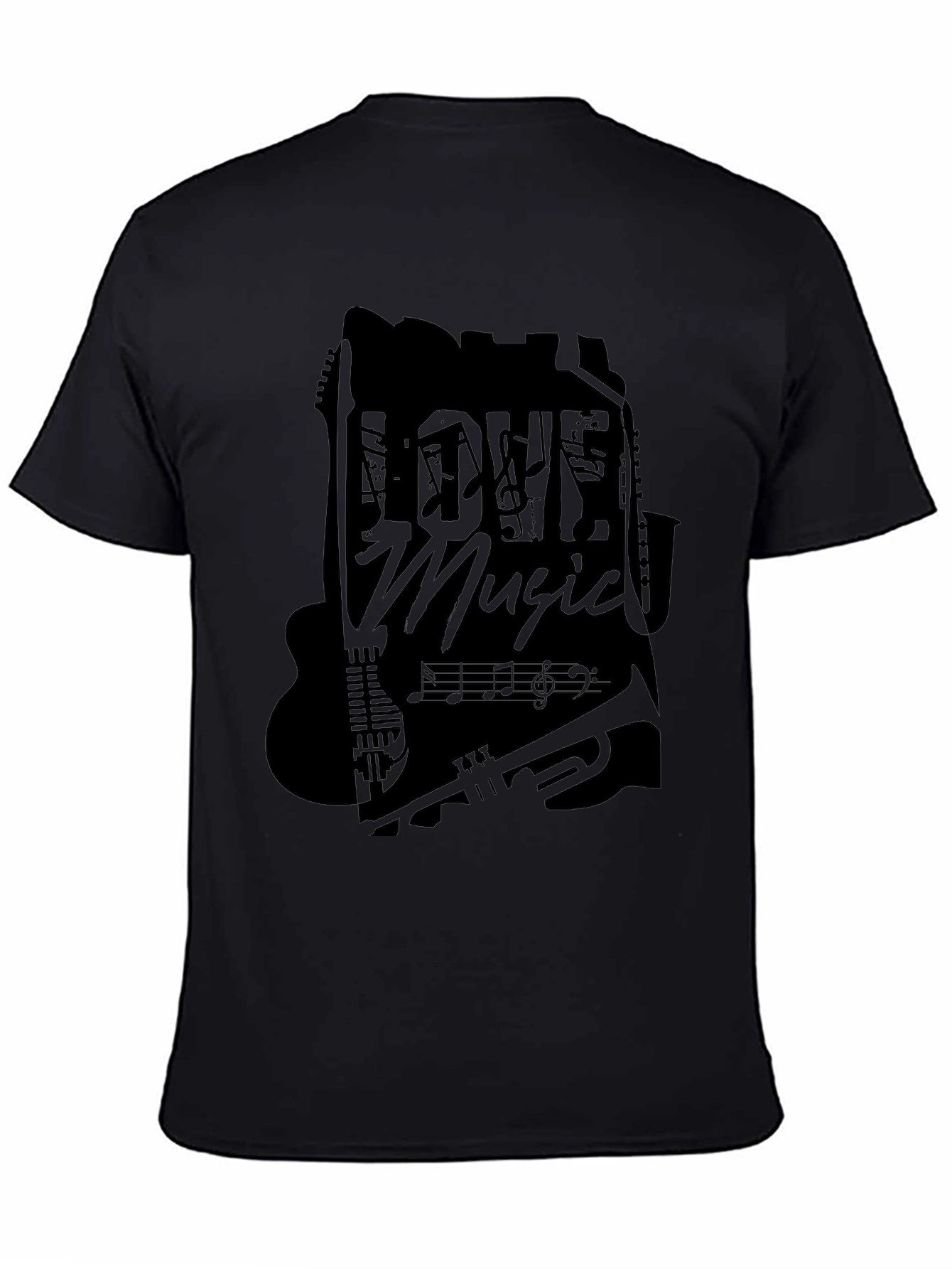 Love Music Graphic T-Shirt - Black Casual Tee