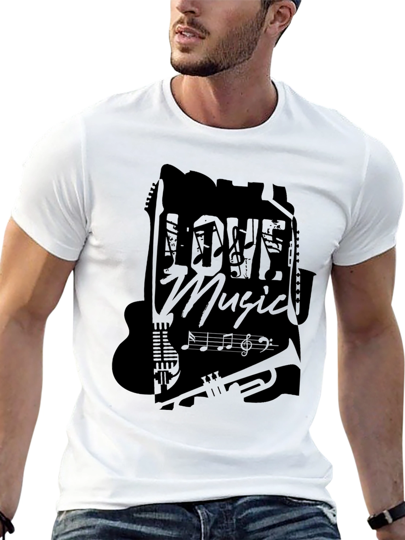 Love Music Graphic T-Shirt - Black Casual Tee