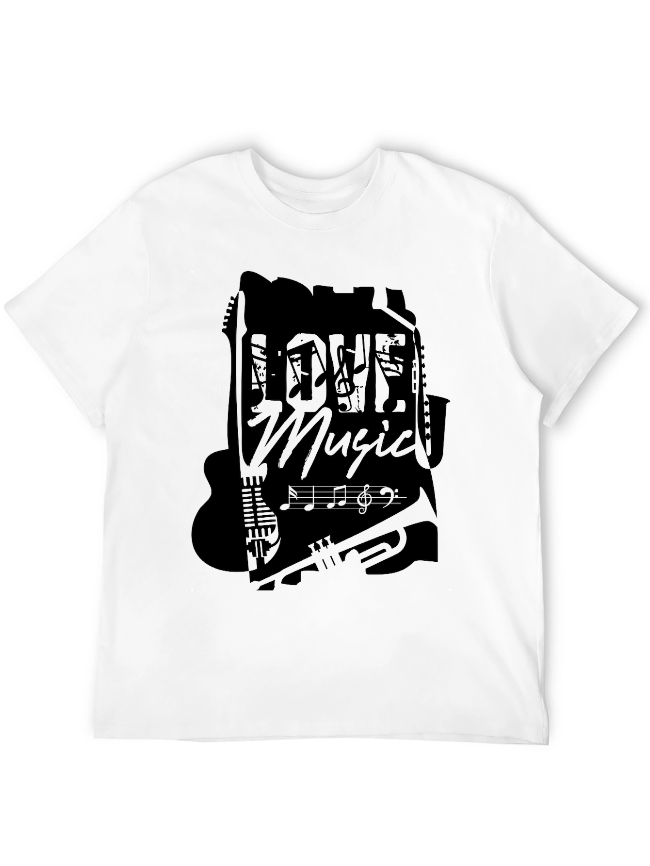 Love Music Graphic T-Shirt - Black Casual Tee
