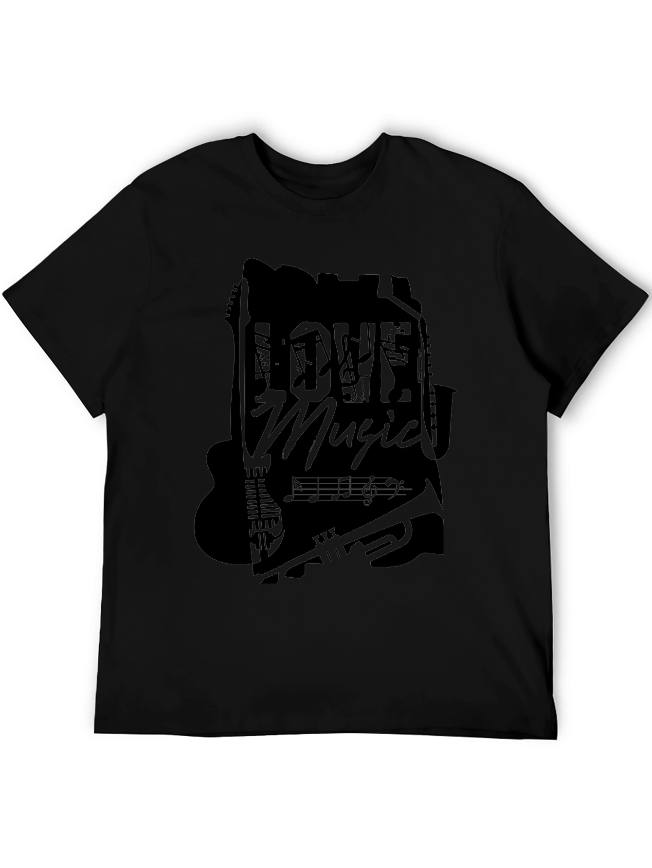 Love Music Graphic T-Shirt - Black Casual Tee