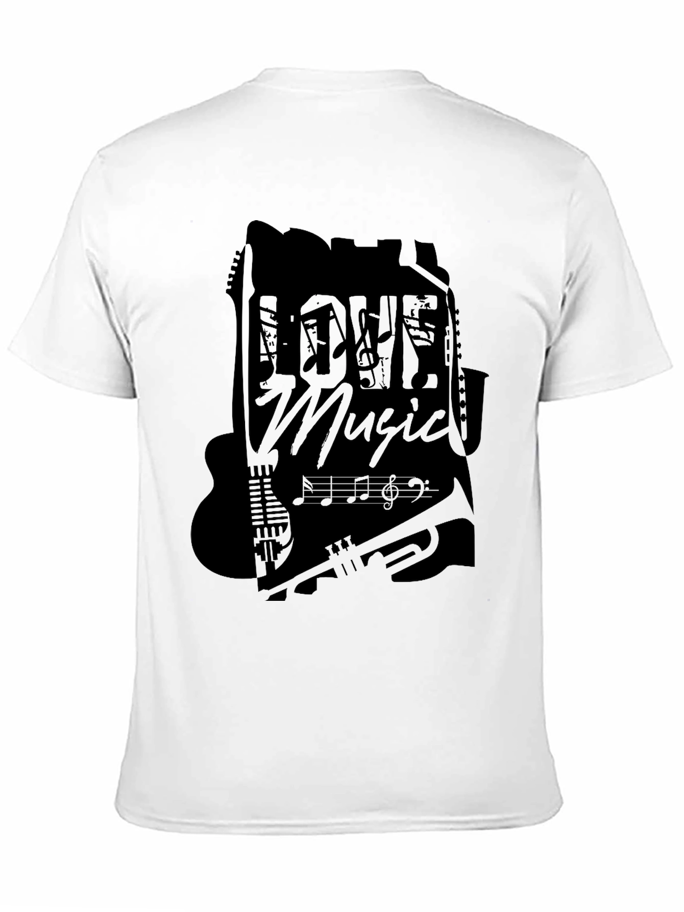 Love Music Graphic T-Shirt - Black Casual Tee