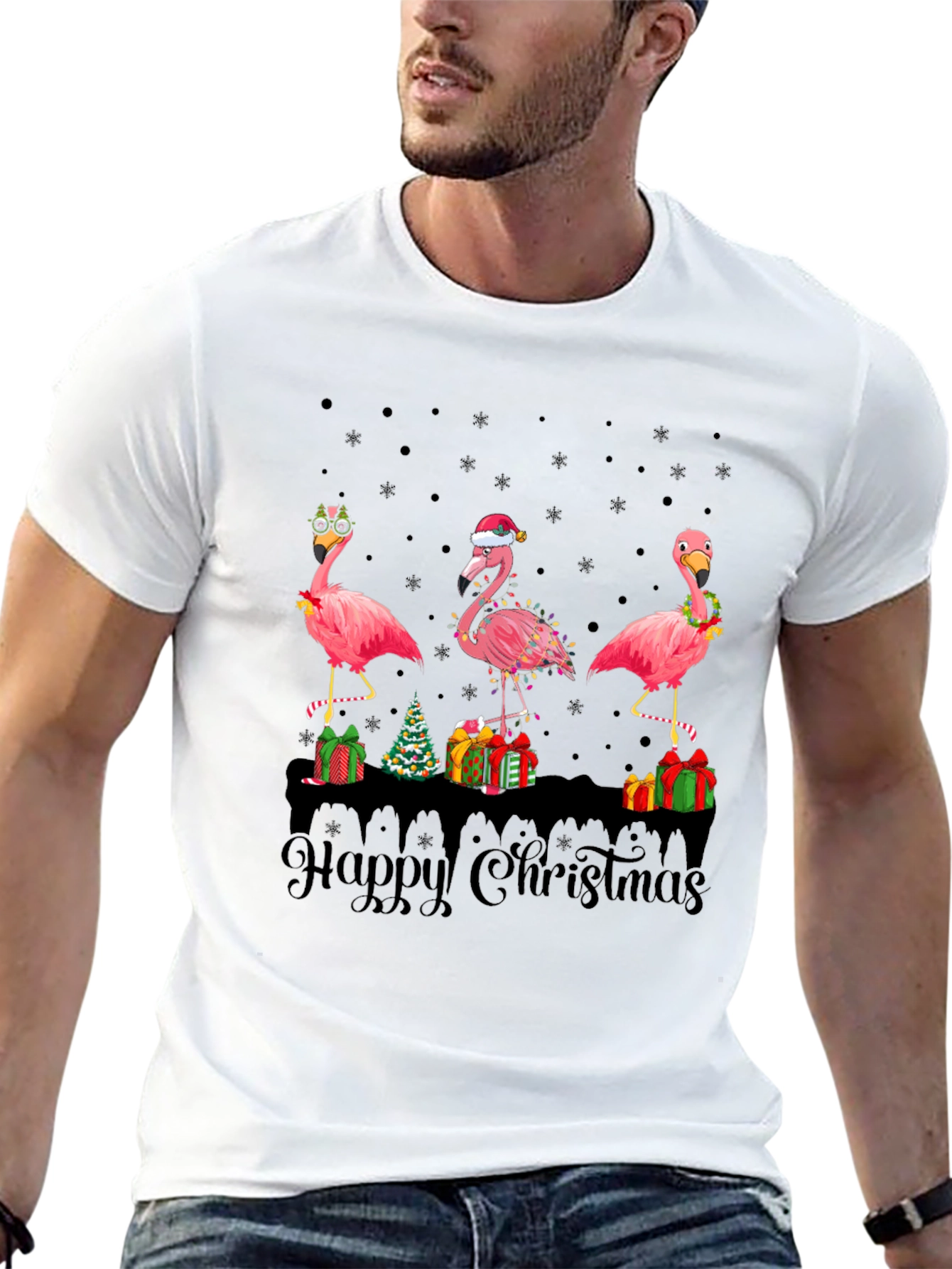 Flamingo Happy Christmas T-Shirt