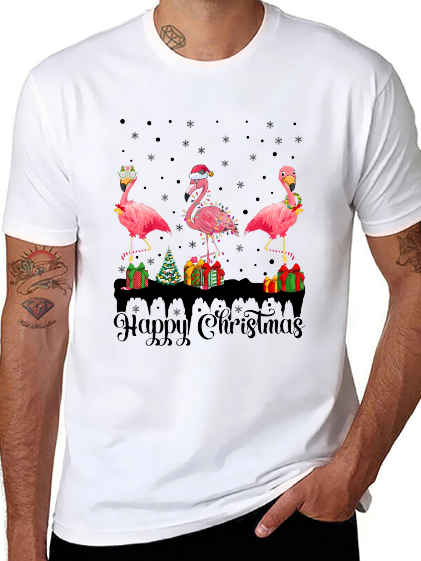 Flamingo Happy Christmas T-Shirt