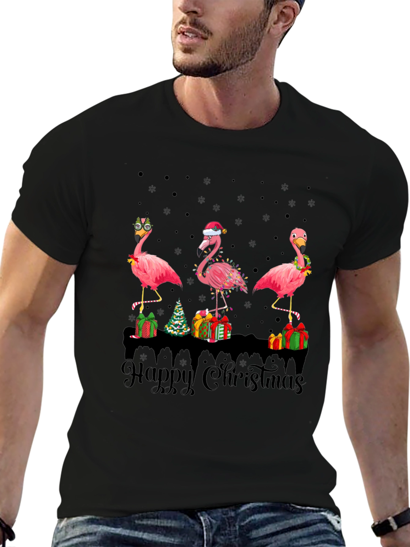 Flamingo Happy Christmas T-Shirt