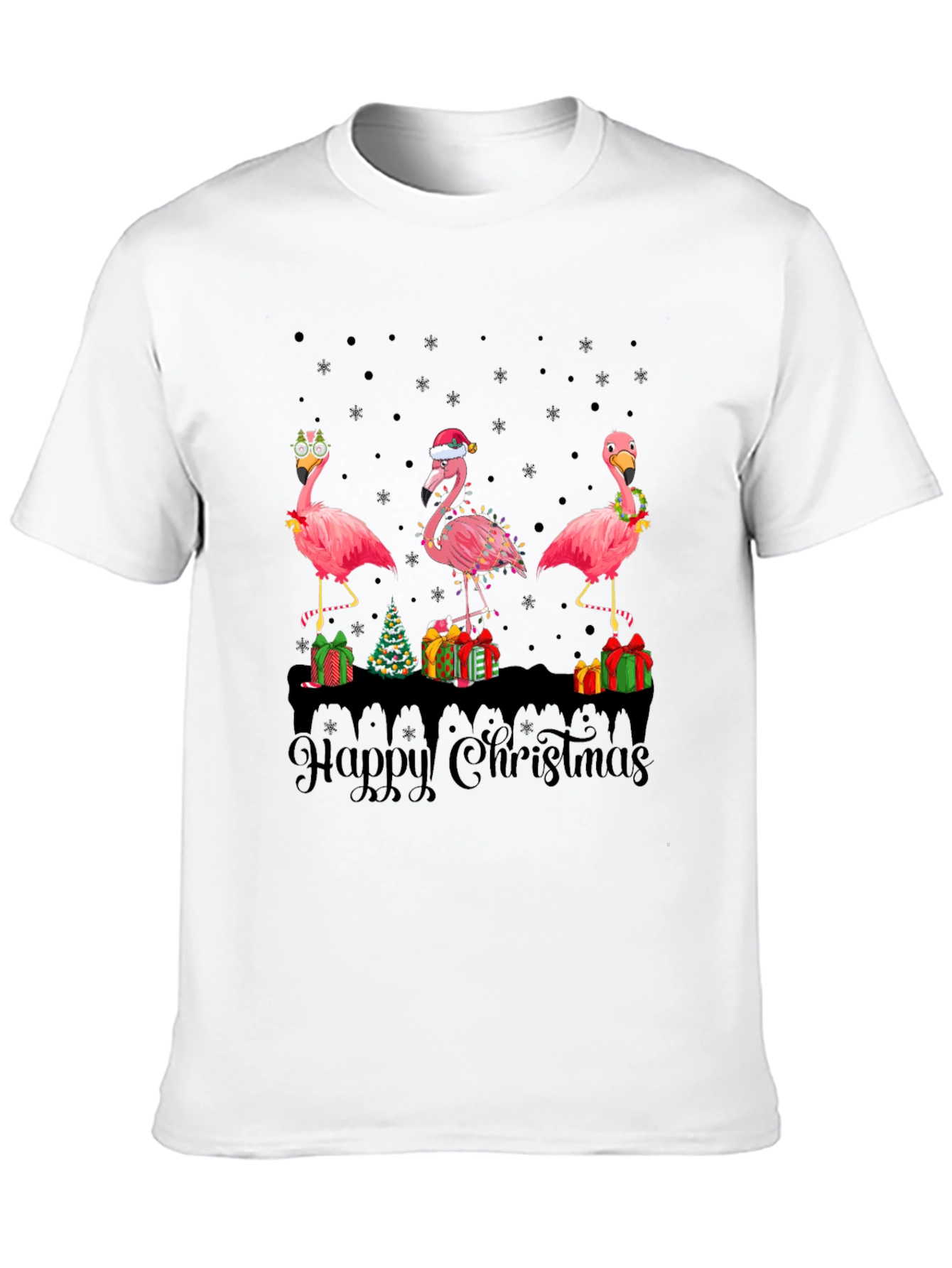 Flamingo Happy Christmas T-Shirt