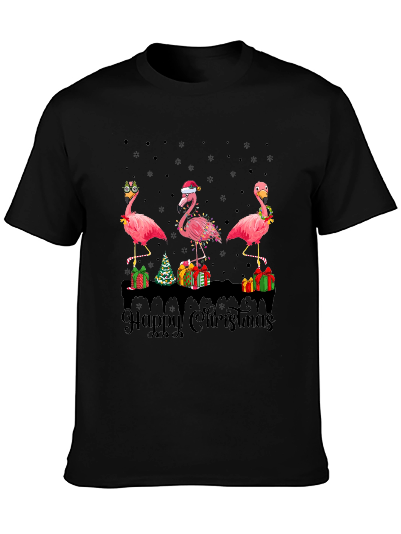 Flamingo Happy Christmas T-Shirt