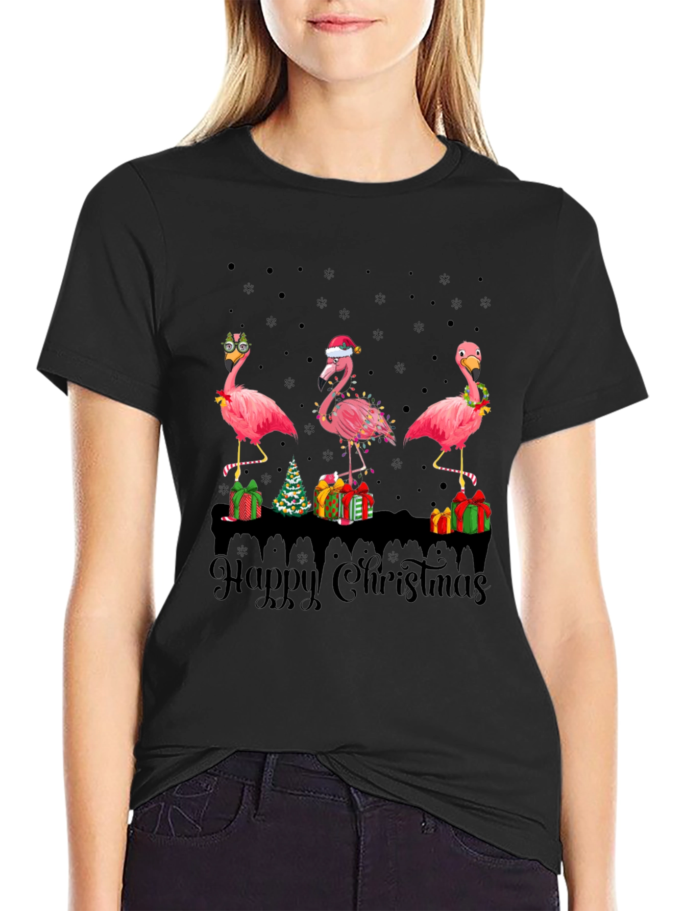 Flamingo Happy Christmas T-Shirt