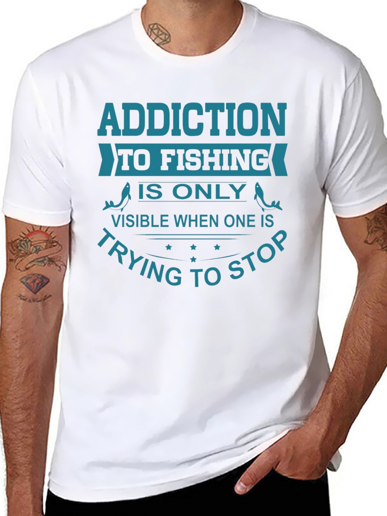 Fishing Addiction T-Shirt - Stop Trying Funny Tee