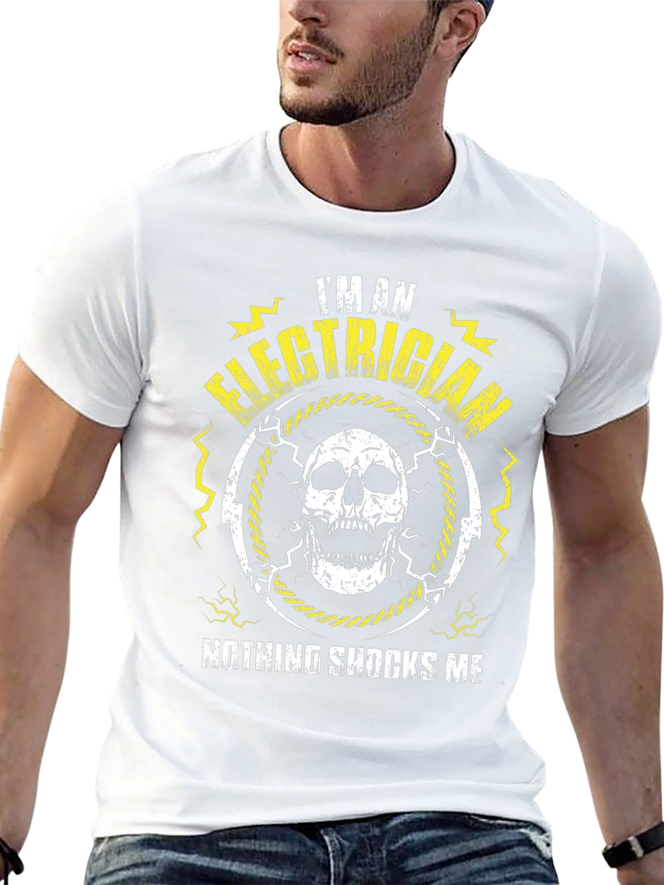 Electrician Skull Graphic T-Shirt