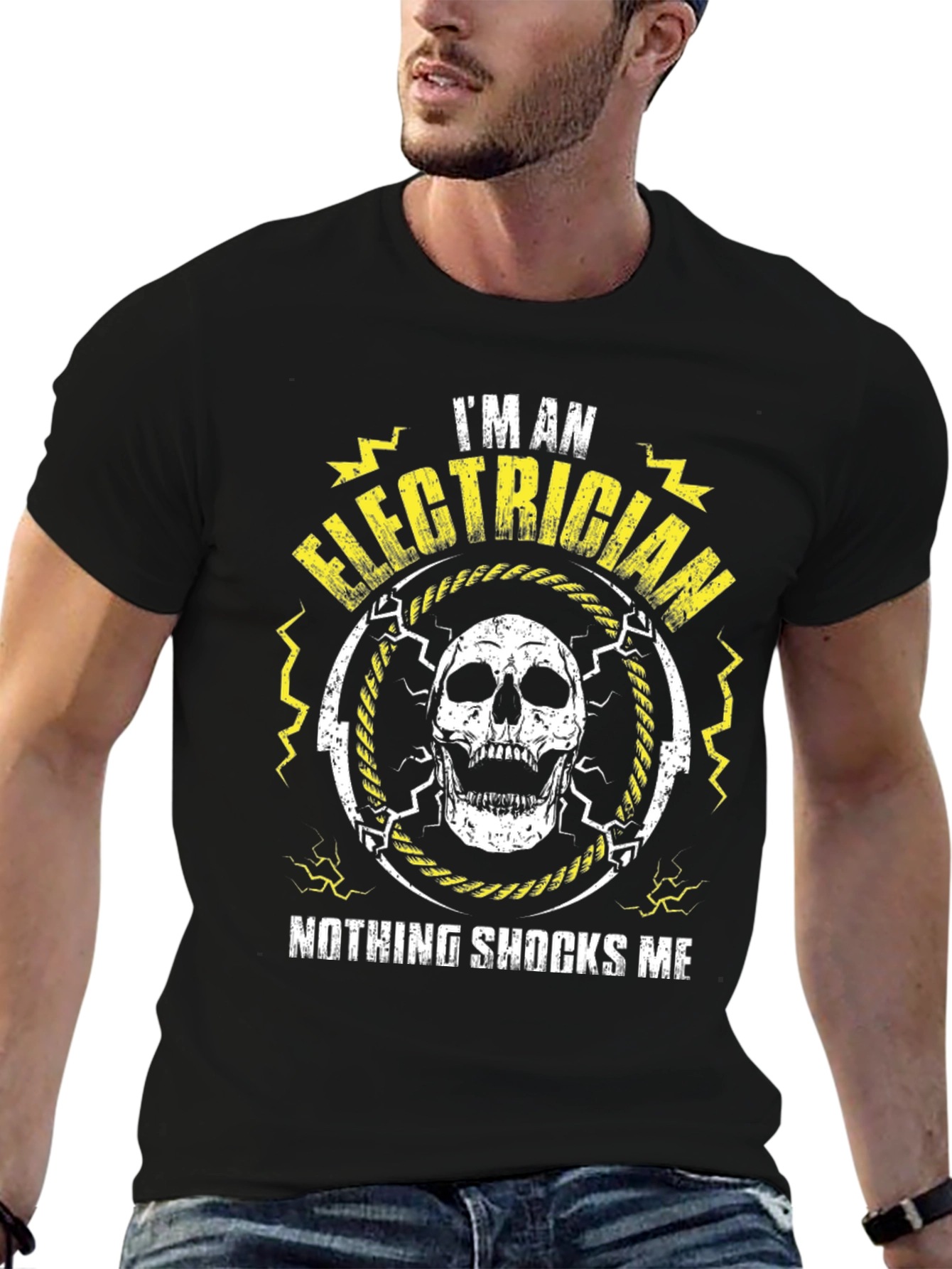 Electrician Skull Graphic T-Shirt