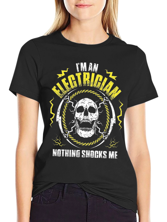 Electrician Skull Graphic T-Shirt