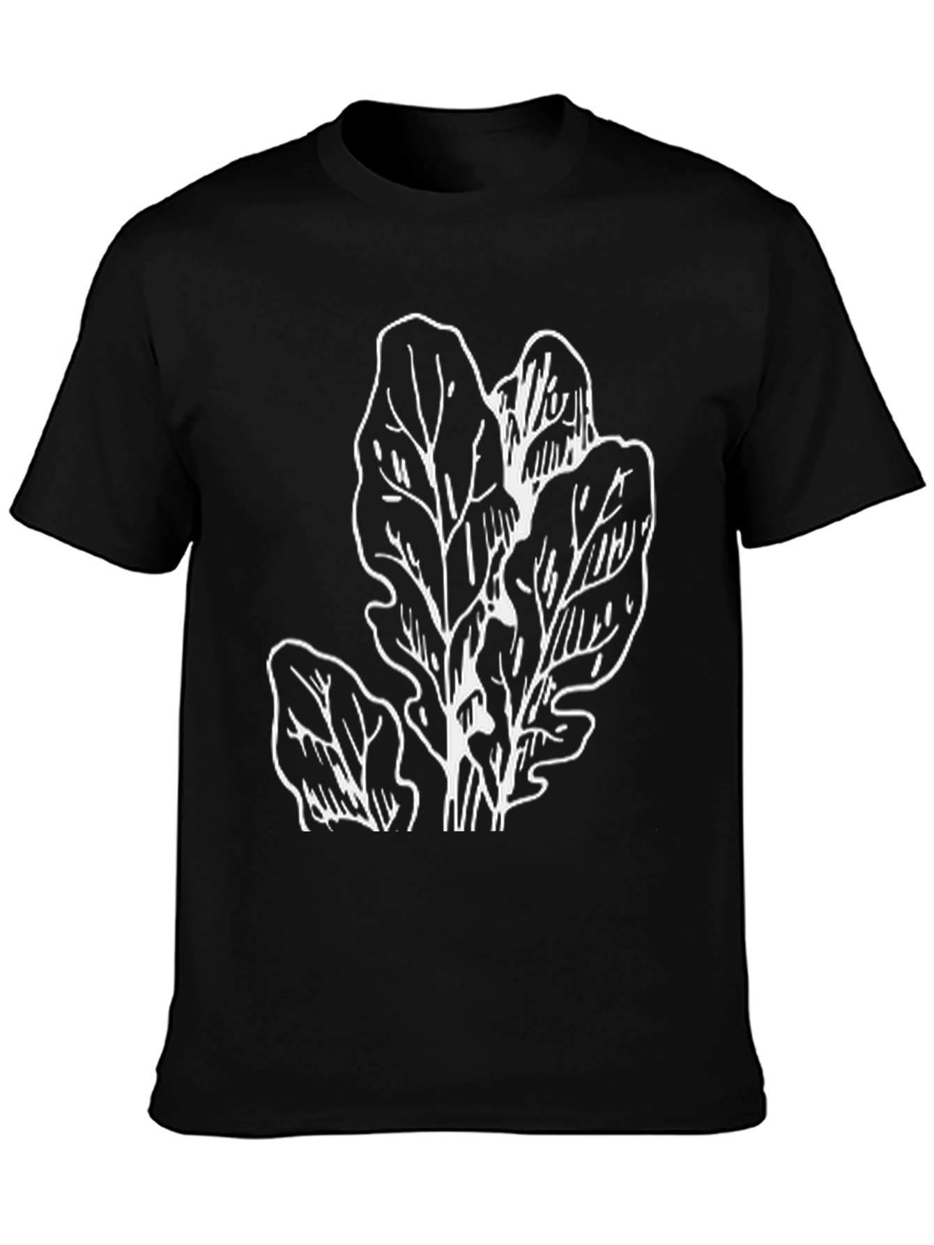 Leaf Print Black T-Shirt