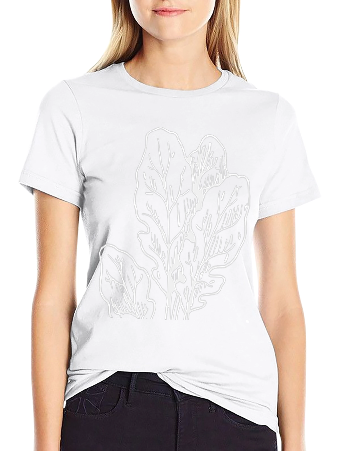 Leaf Print Black T-Shirt