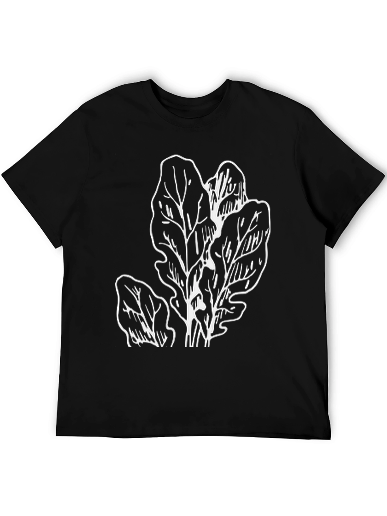 Leaf Print Black T-Shirt