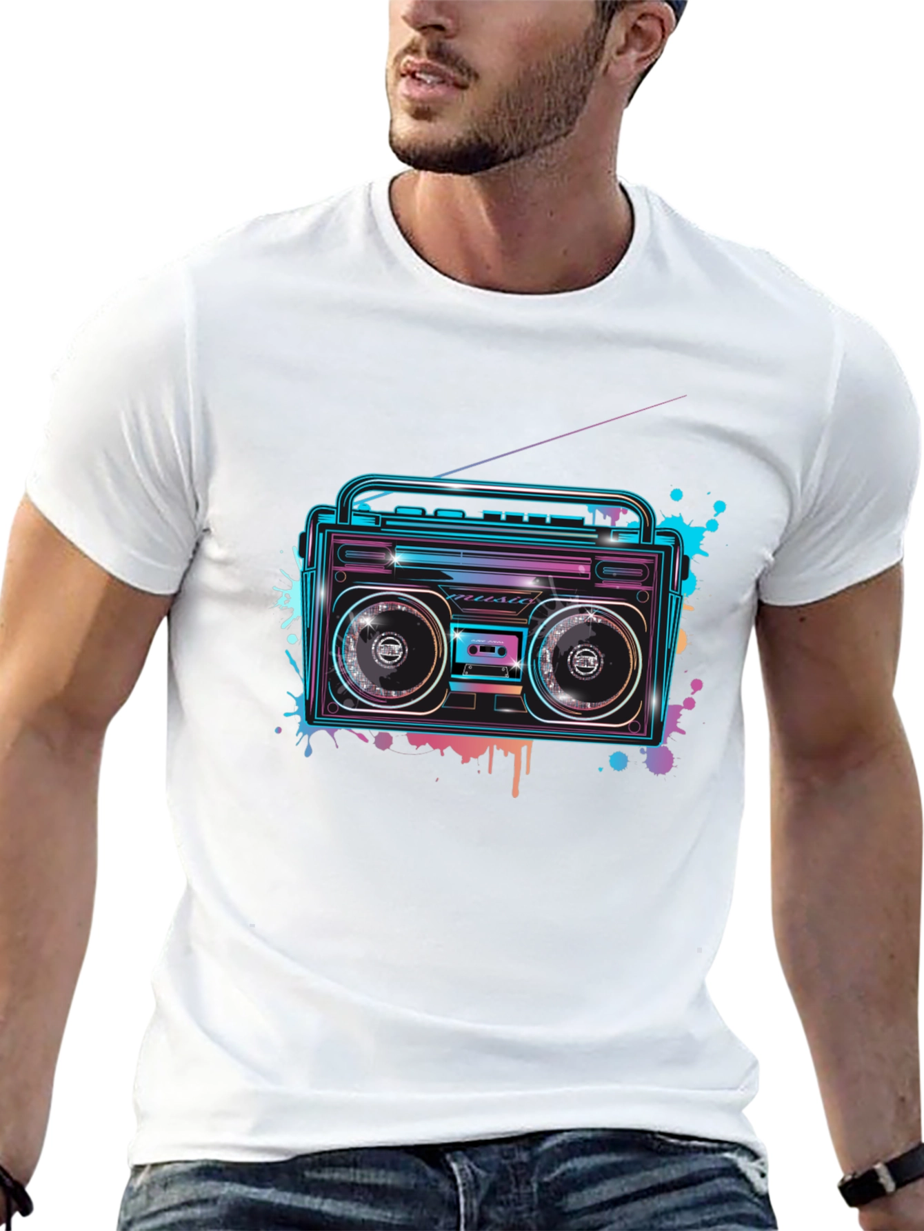 Retro Boombox Graphic T-Shirt