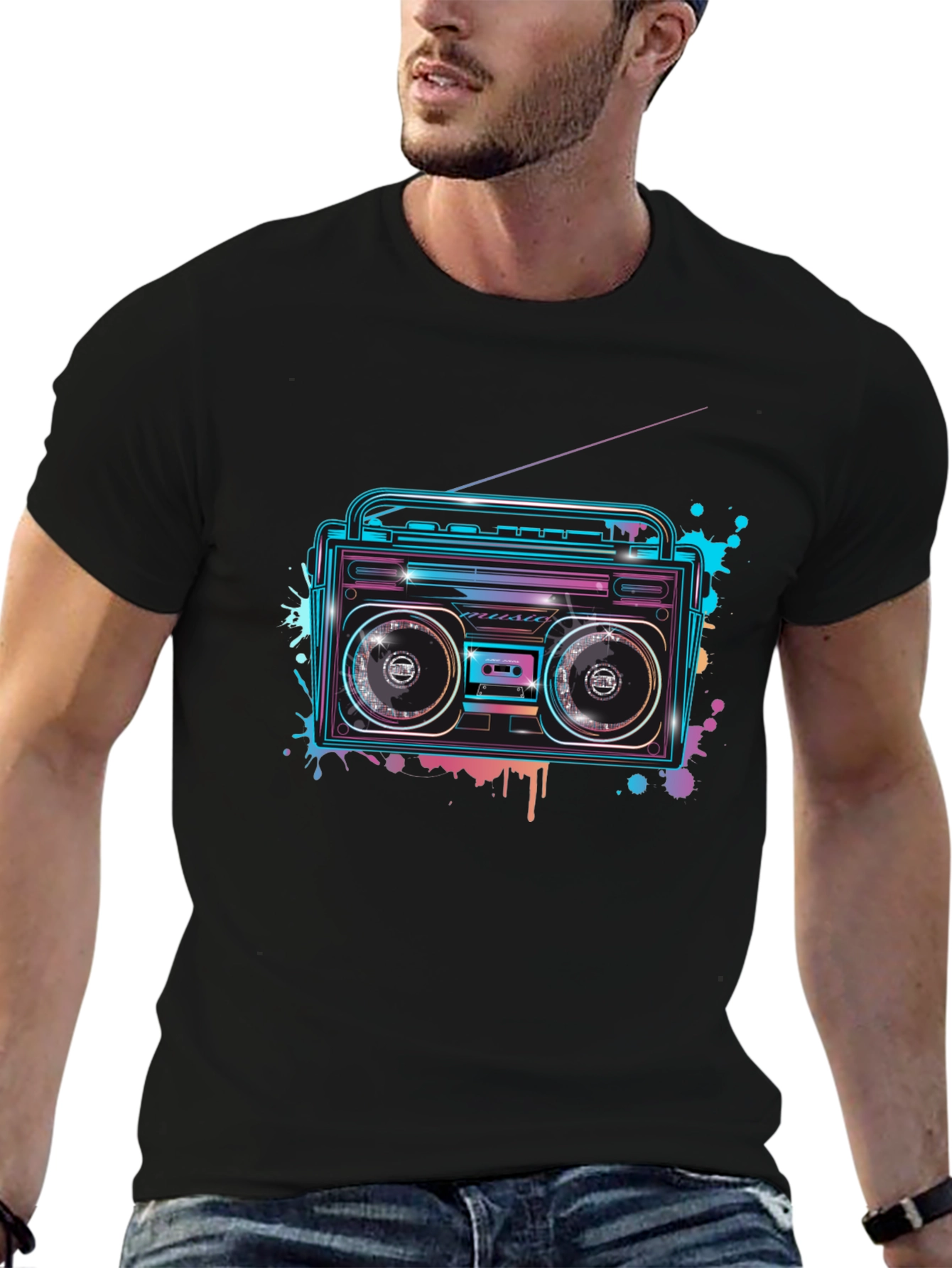 Retro Boombox Graphic T-Shirt