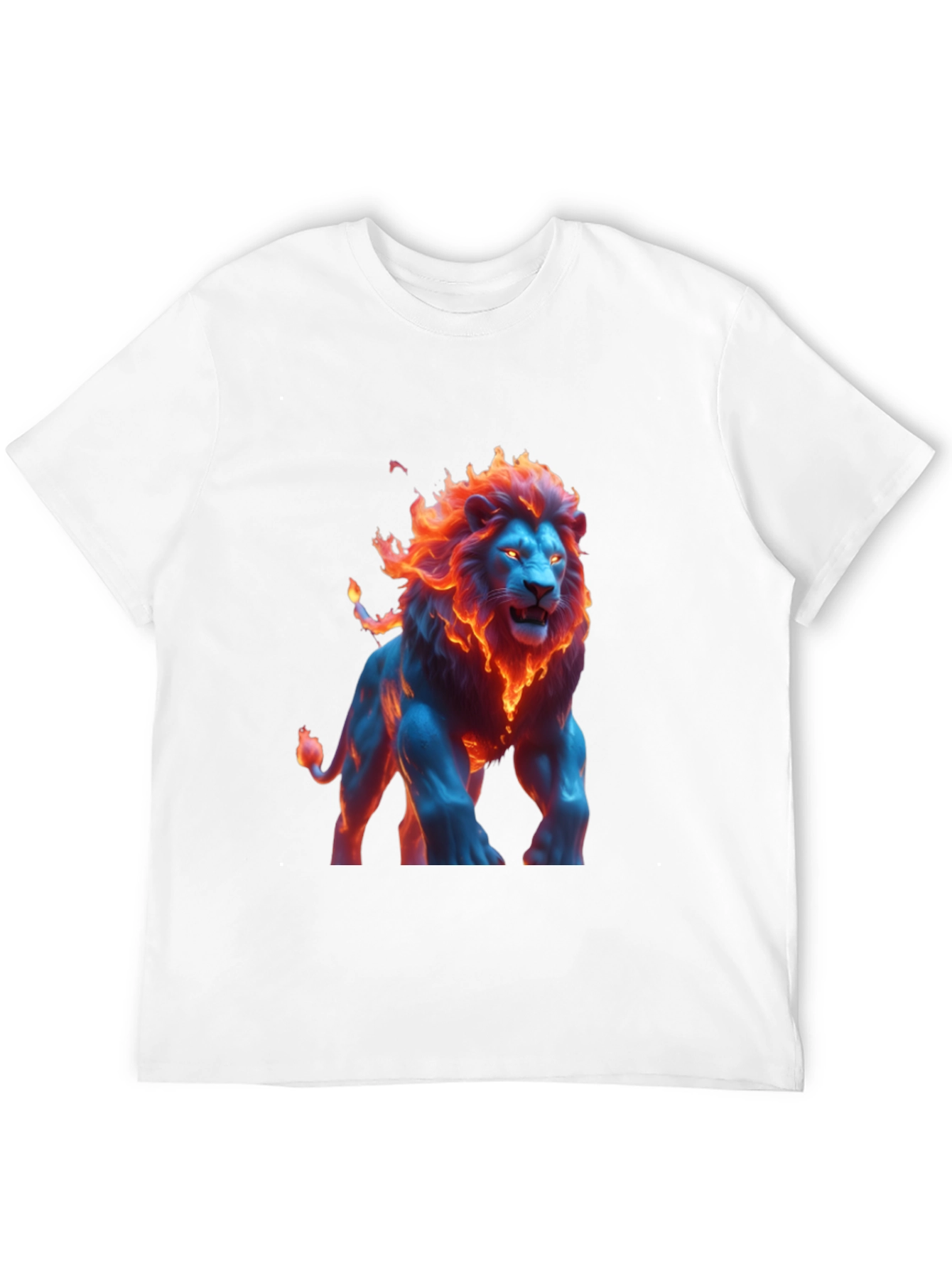 Fiery Lion Graphic Tee - Bold Black T-Shirt