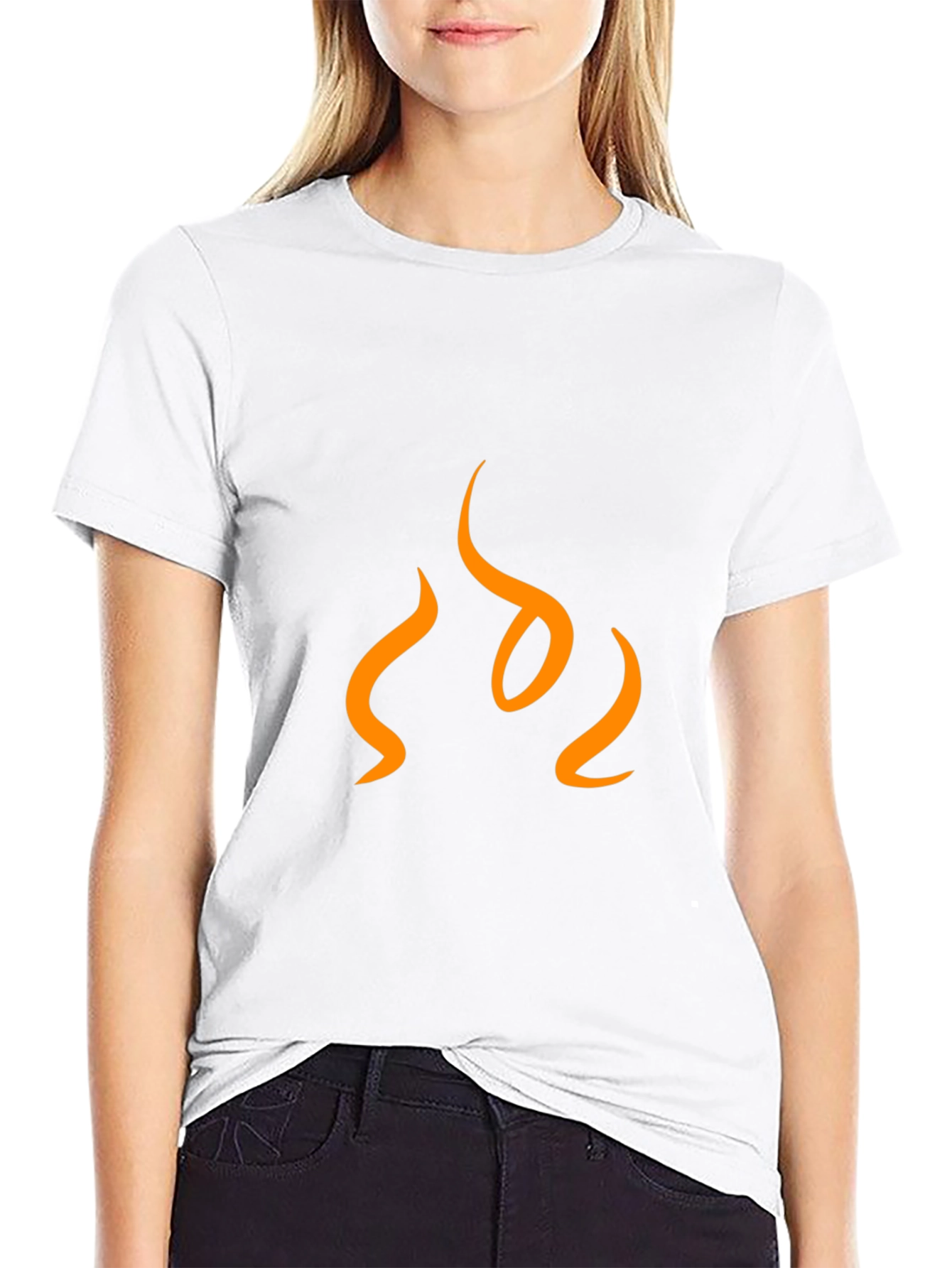 Mens Black T-Shirt with Abstract Flame Design