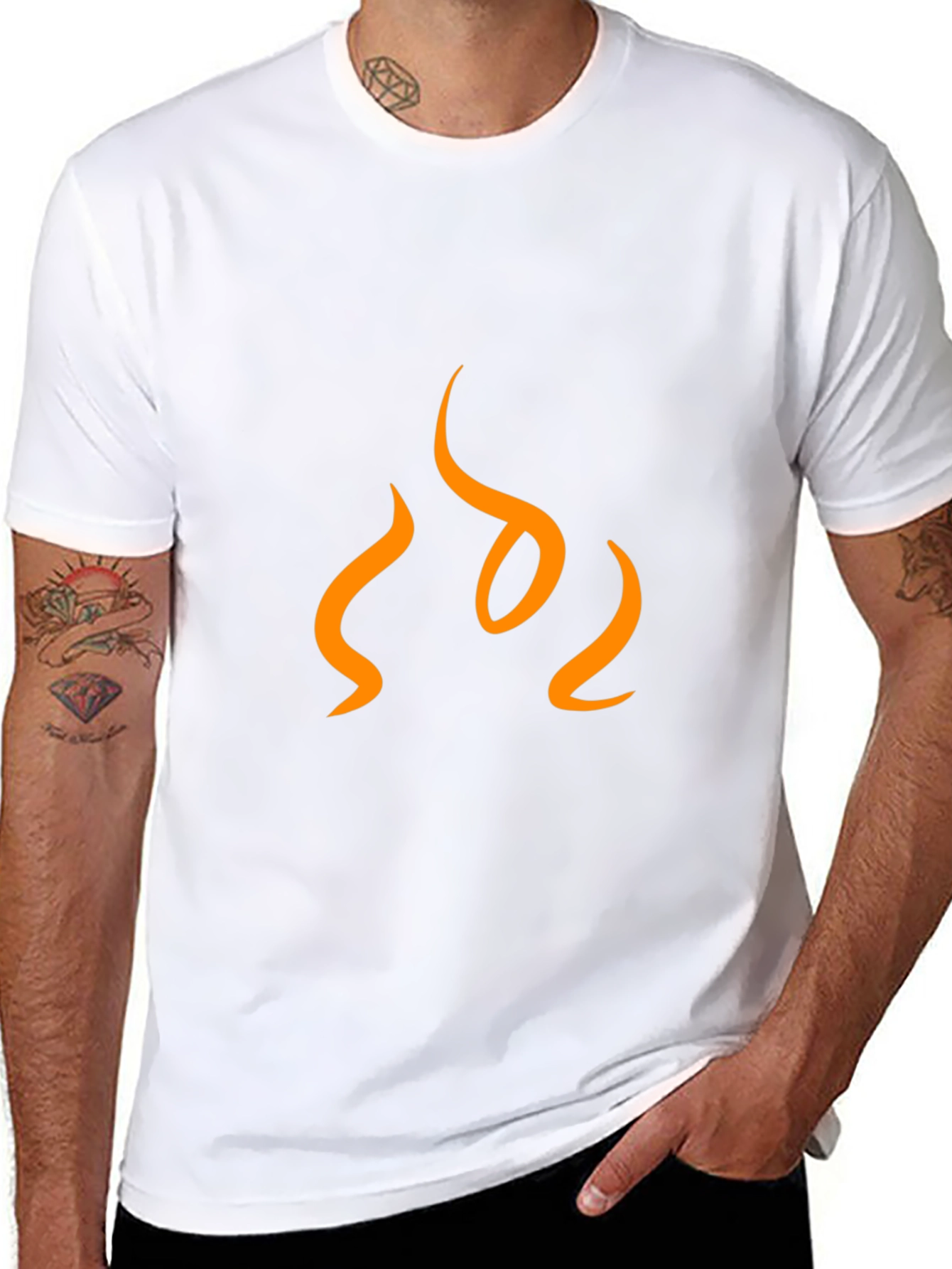 Mens Black T-Shirt with Abstract Flame Design