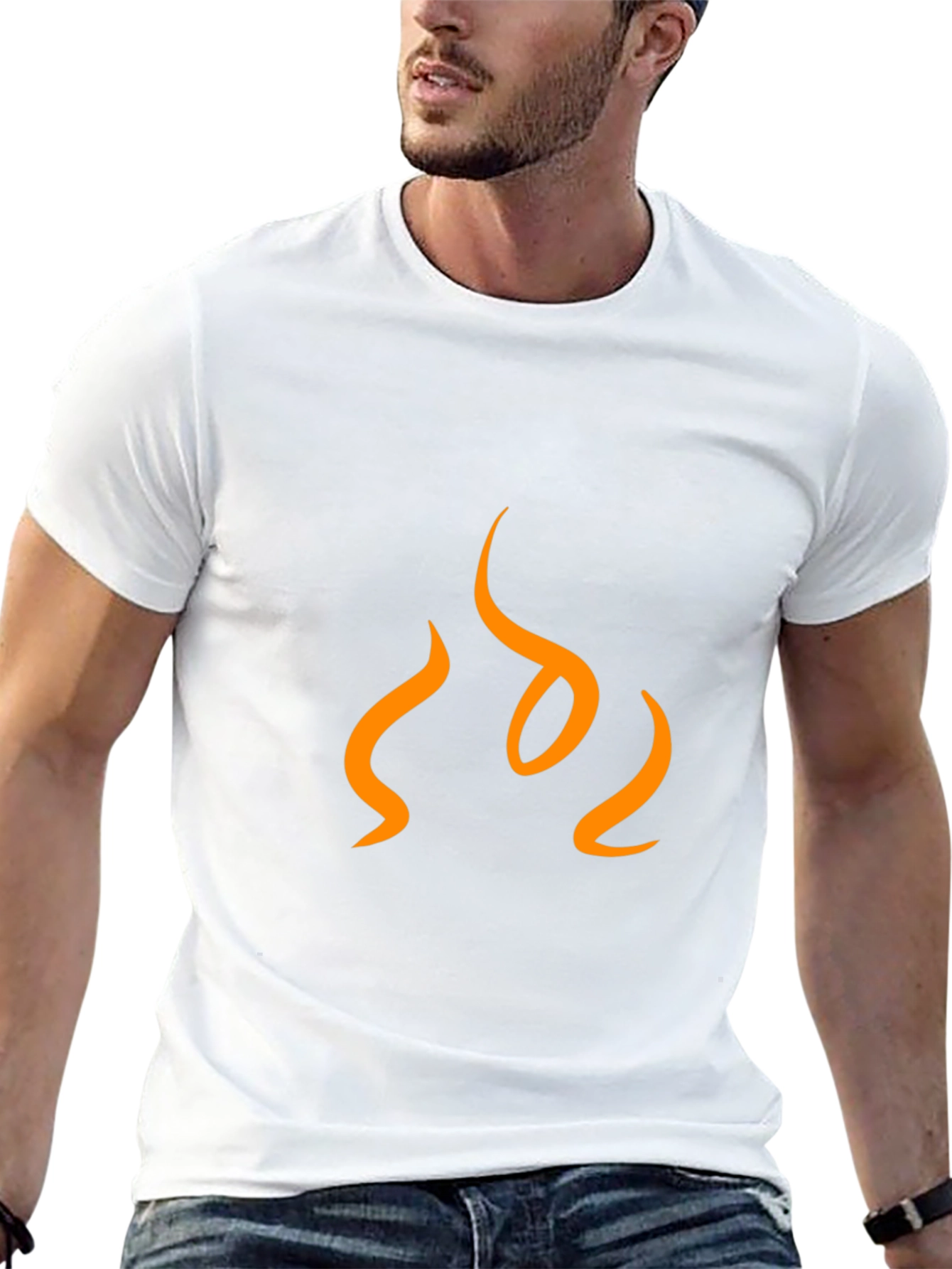 Mens Black T-Shirt with Abstract Flame Design