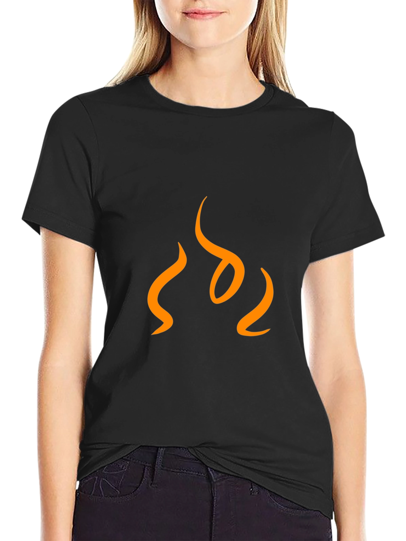 Mens Black T-Shirt with Abstract Flame Design