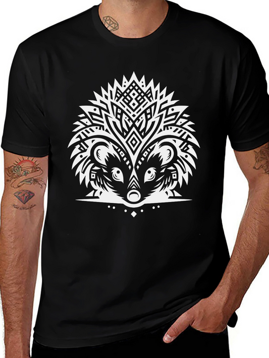 Tribal Hedgehog Graphic Tee - Unique Animal Design