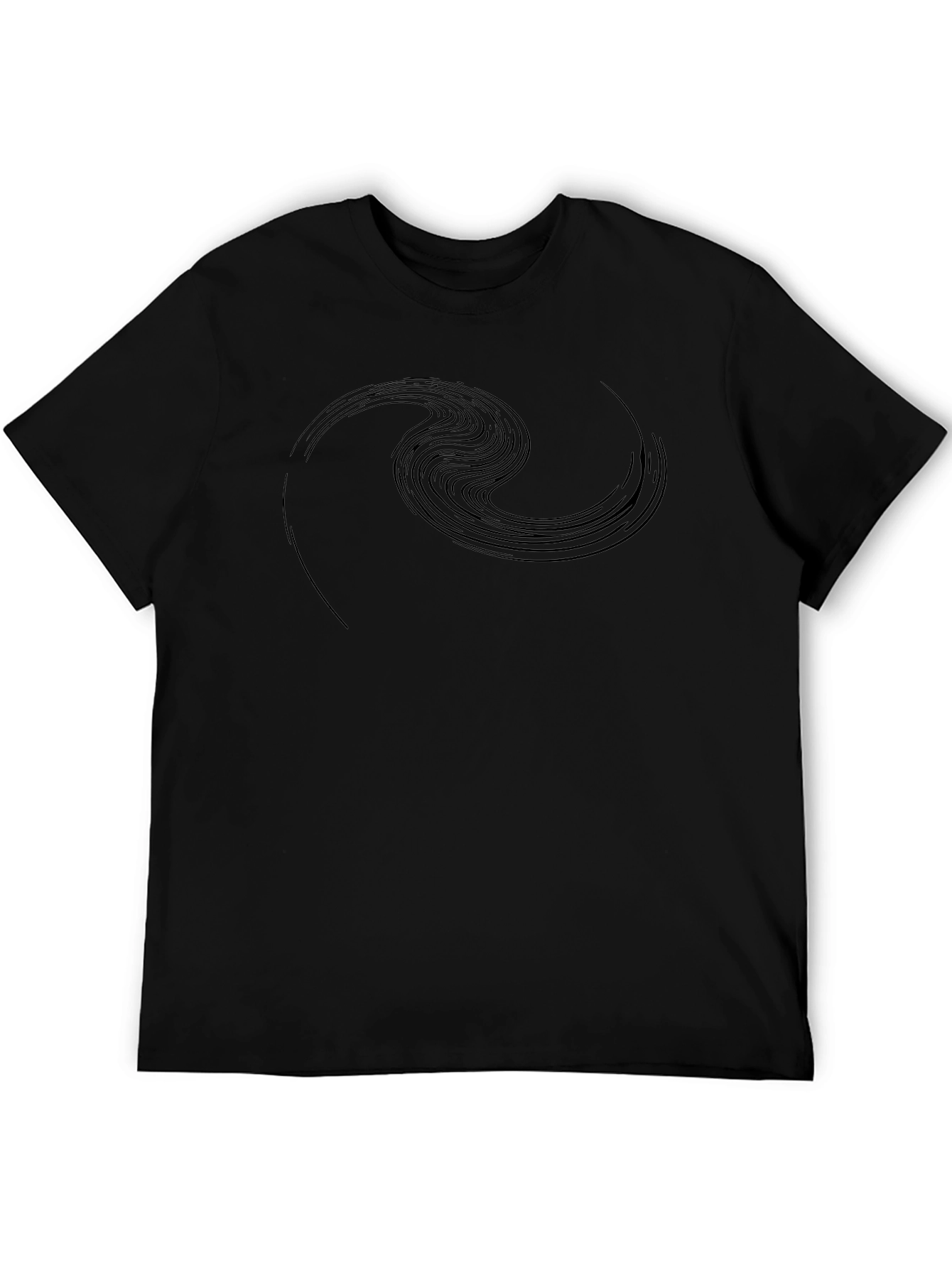 Abstract Wave Design Black T-Shirt