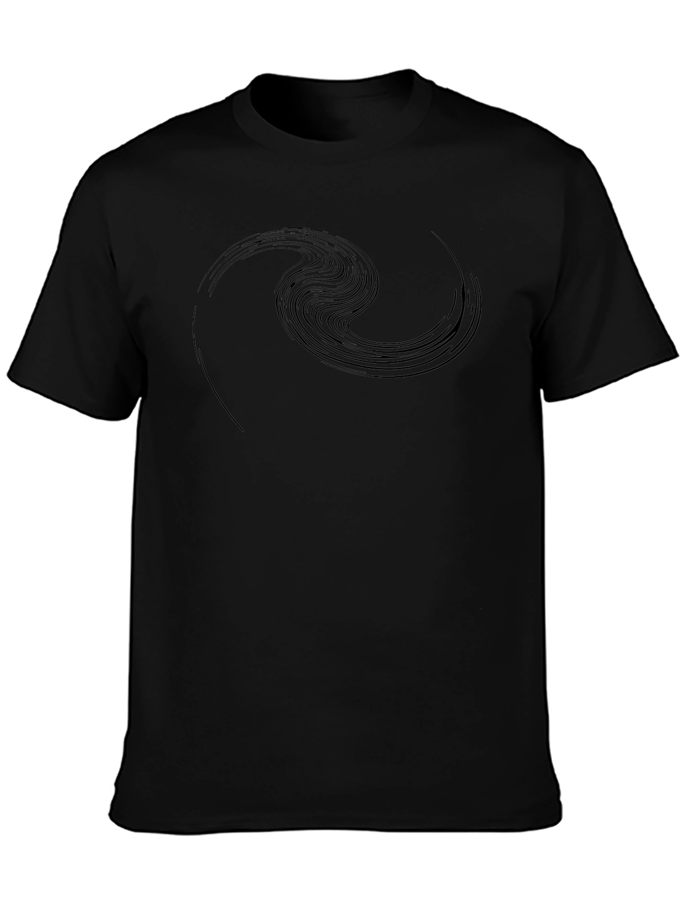 Abstract Wave Design Black T-Shirt