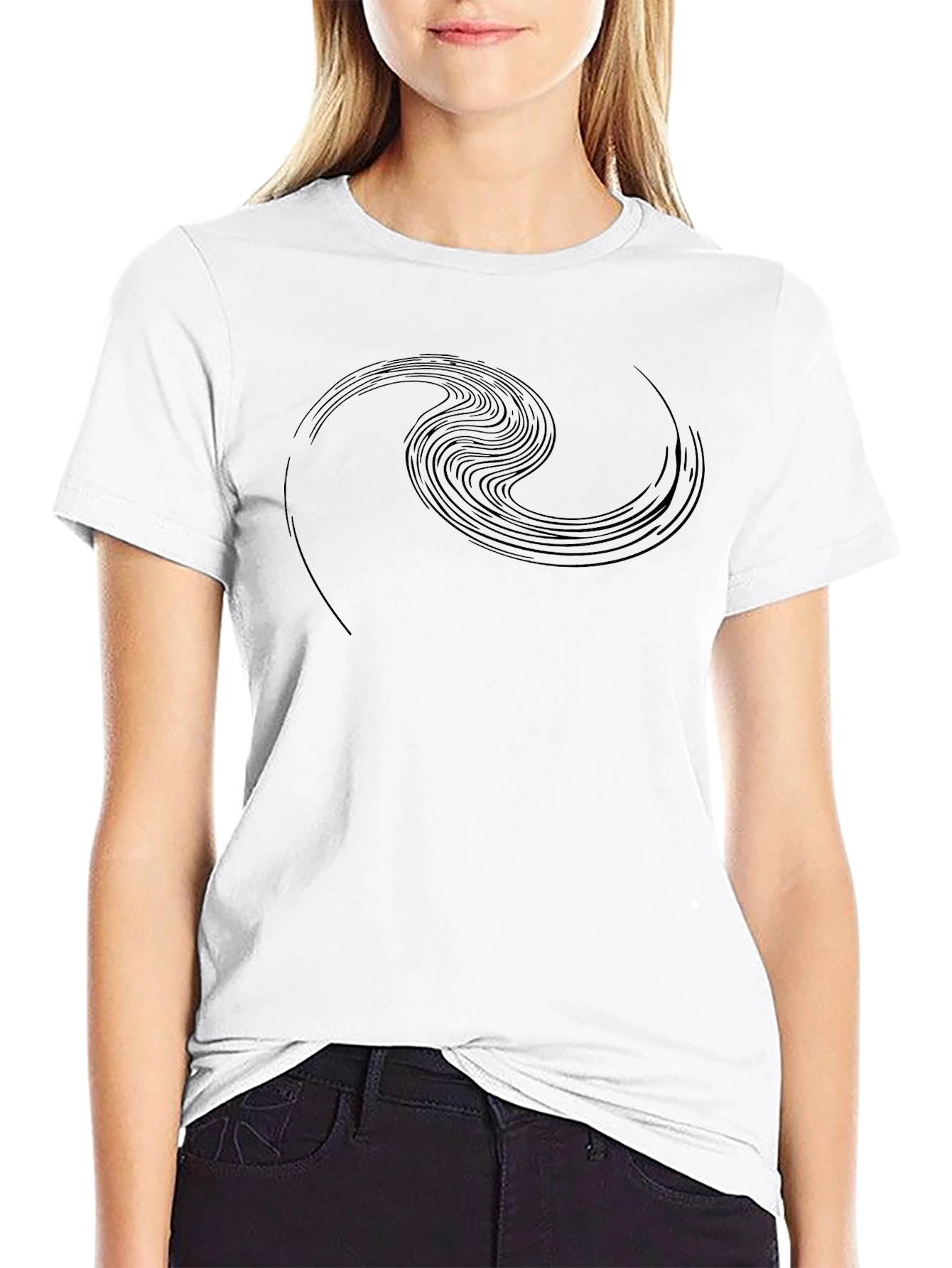 Abstract Wave Design Black T-Shirt