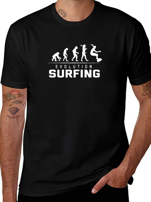 Evolution of Surfing Black T-Shirt