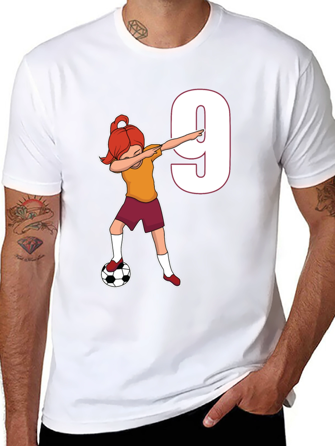 Dabbing Soccer Girl T-Shirt - Number 9