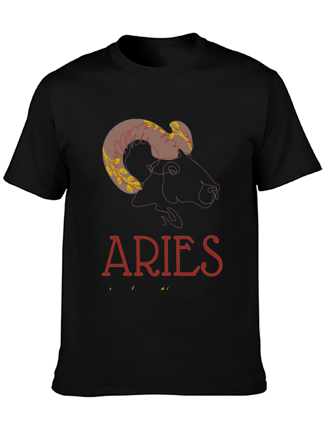 Aries Zodiac Graphic Print T-Shirt - Black