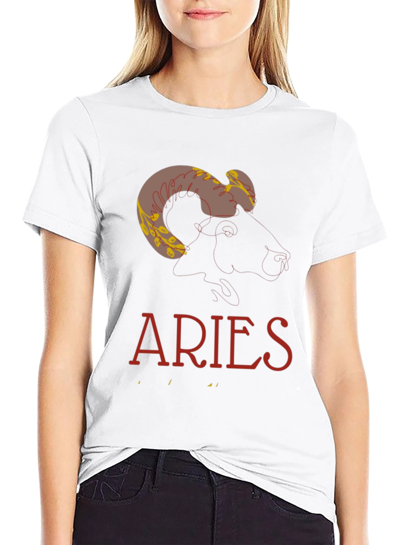 Aries Zodiac Graphic Print T-Shirt - Black