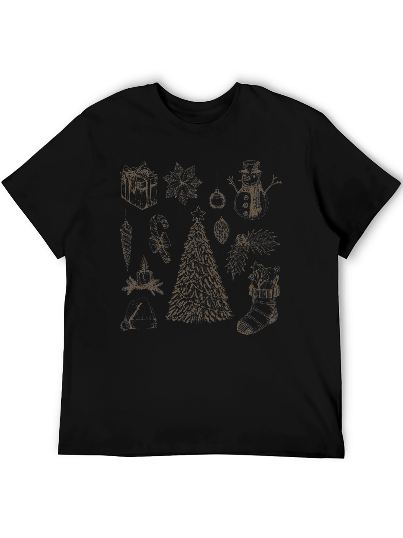 Festive Christmas Themed Black T-Shirt